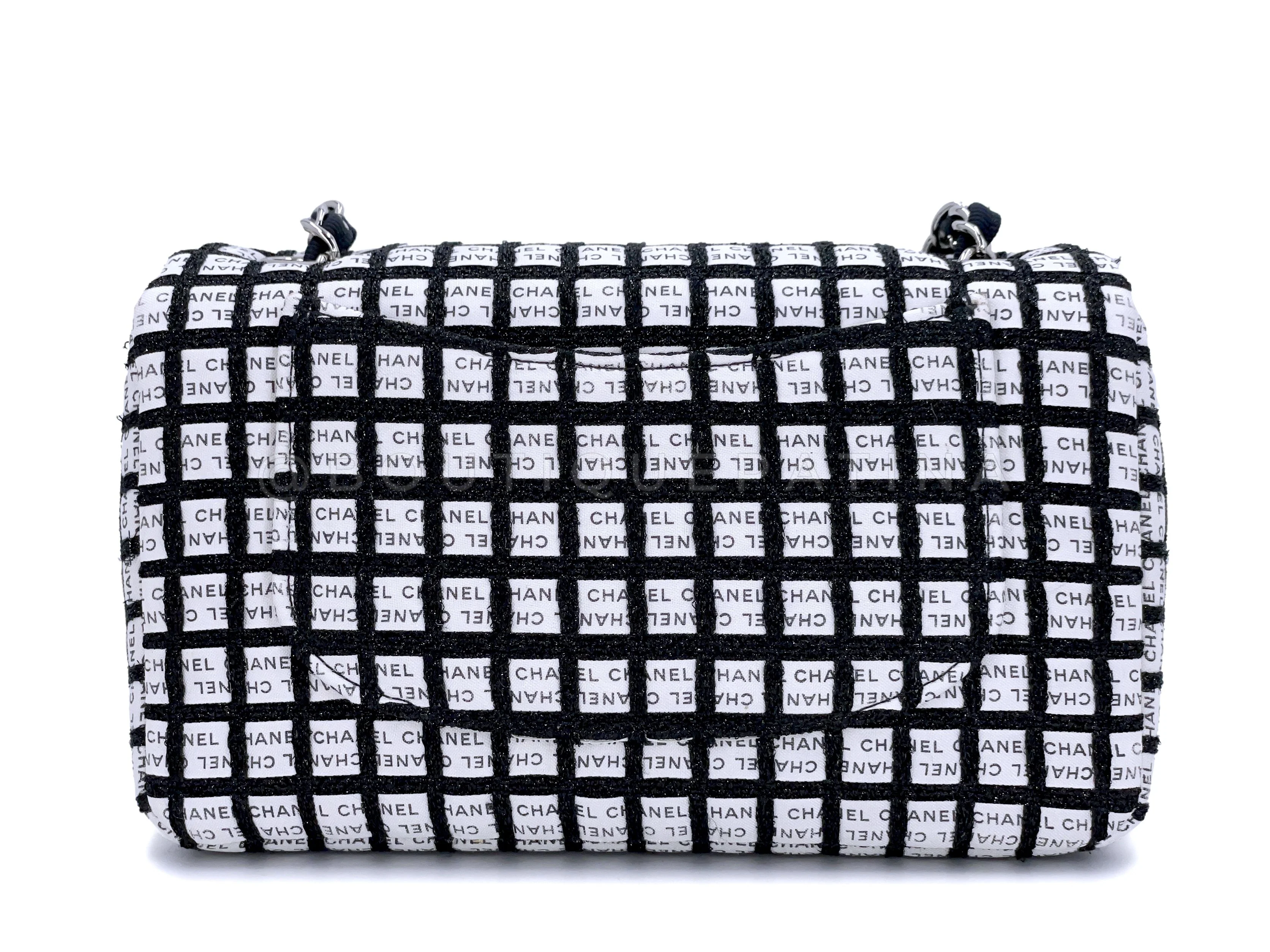Chanel 2014 Logo Mania Black White Rectangular Mini Flap Bag SHW - Image 5