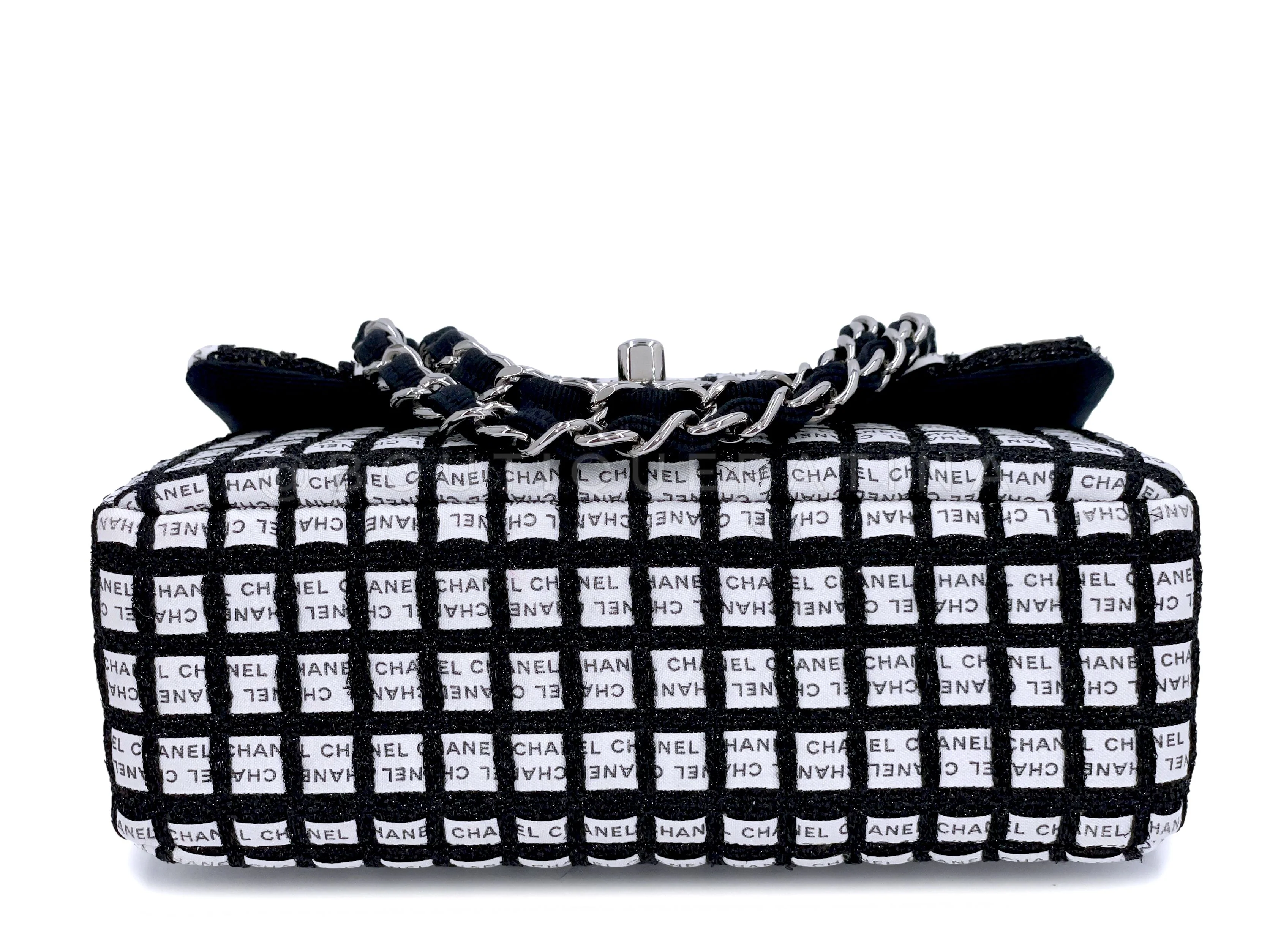Chanel 2014 Logo Mania Black White Rectangular Mini Flap Bag SHW - Image 6