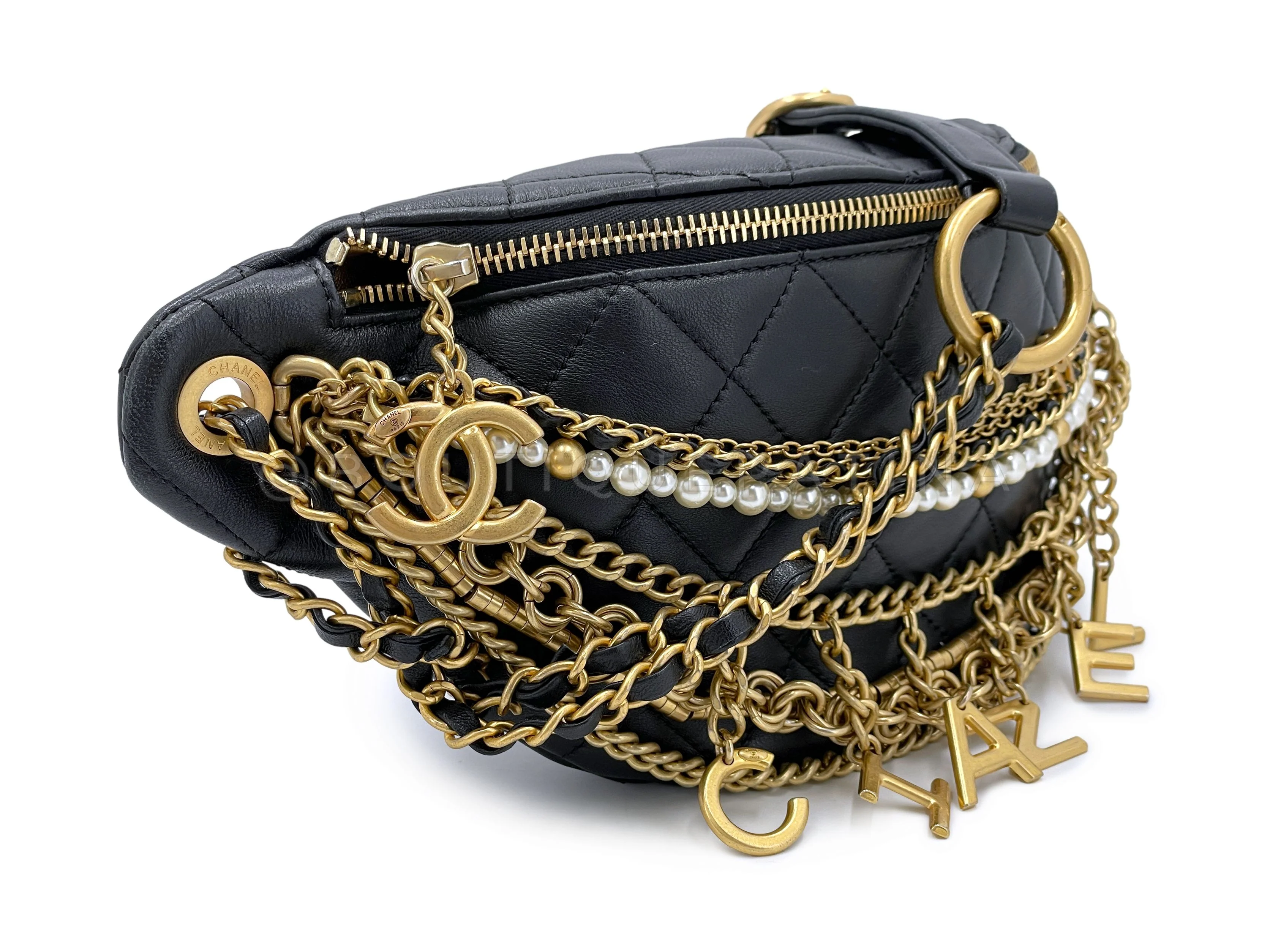 Chanel 19A Black All About Chains Fanny Pack Belt Bag - Image 2