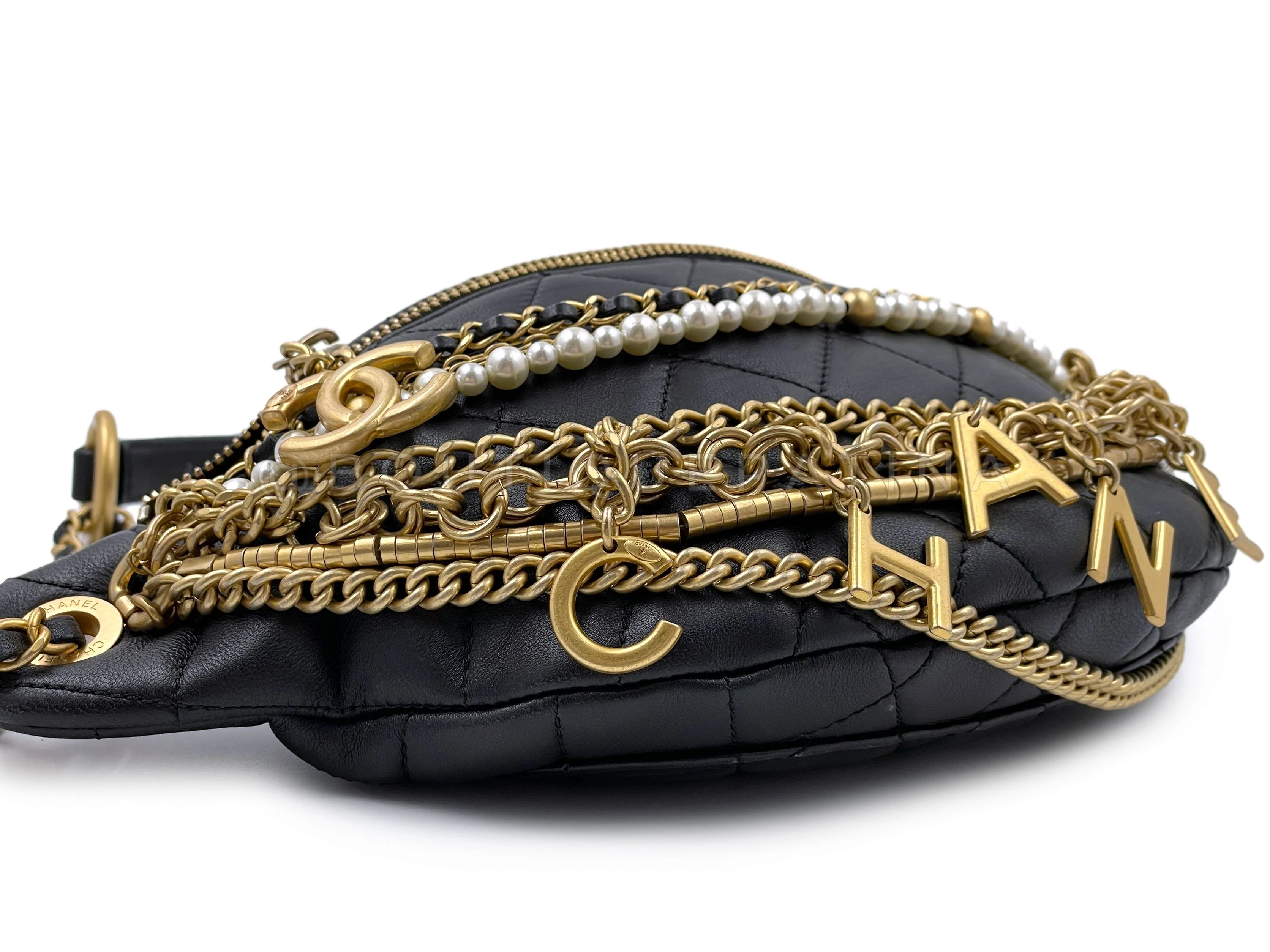 Chanel 19A Black All About Chains Fanny Pack Belt Bag - Image 5