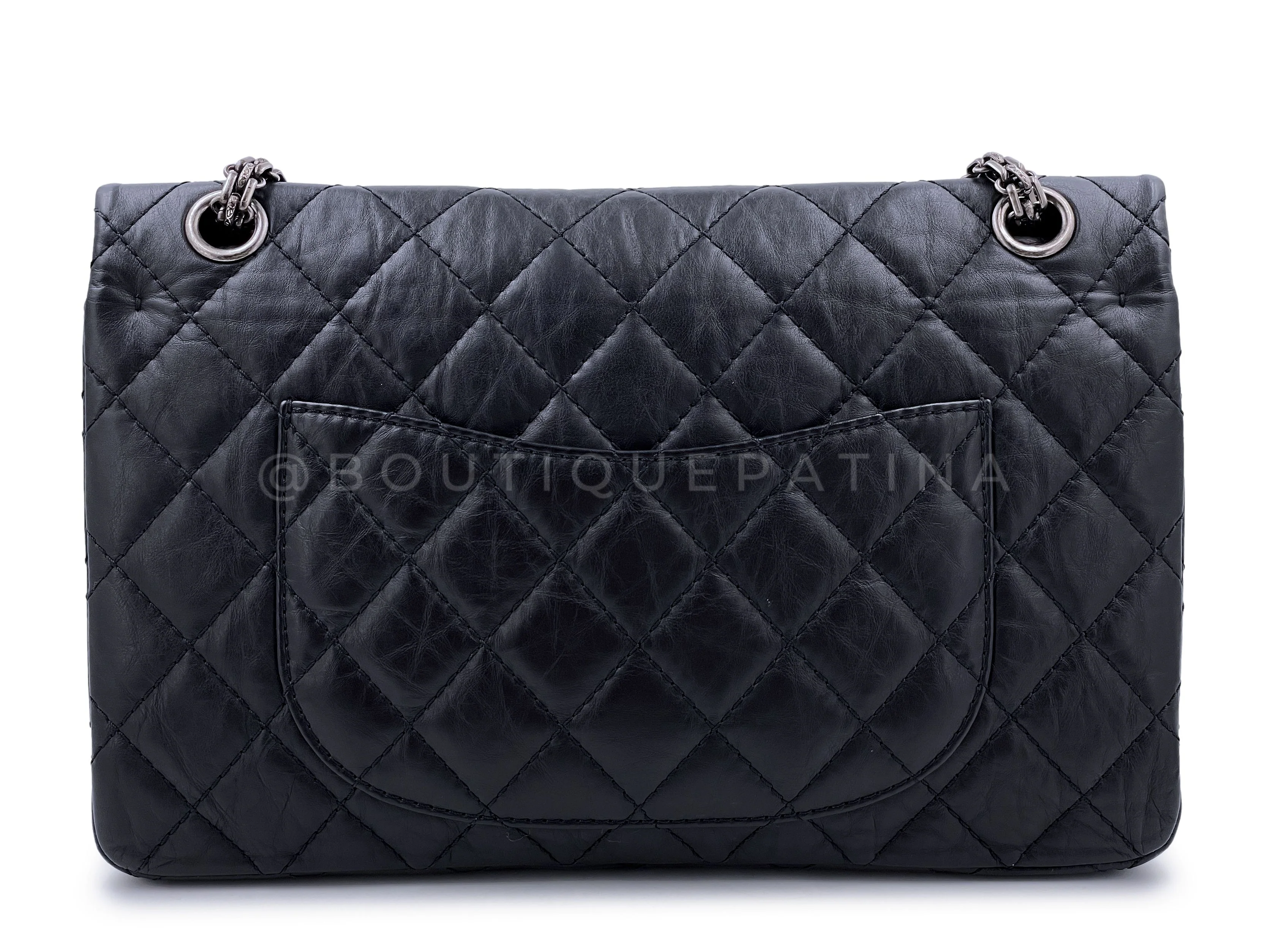 Chanel Black Aged Calfskin Reissue Medium 226 2.55 Flap Bag RHW - Image 5