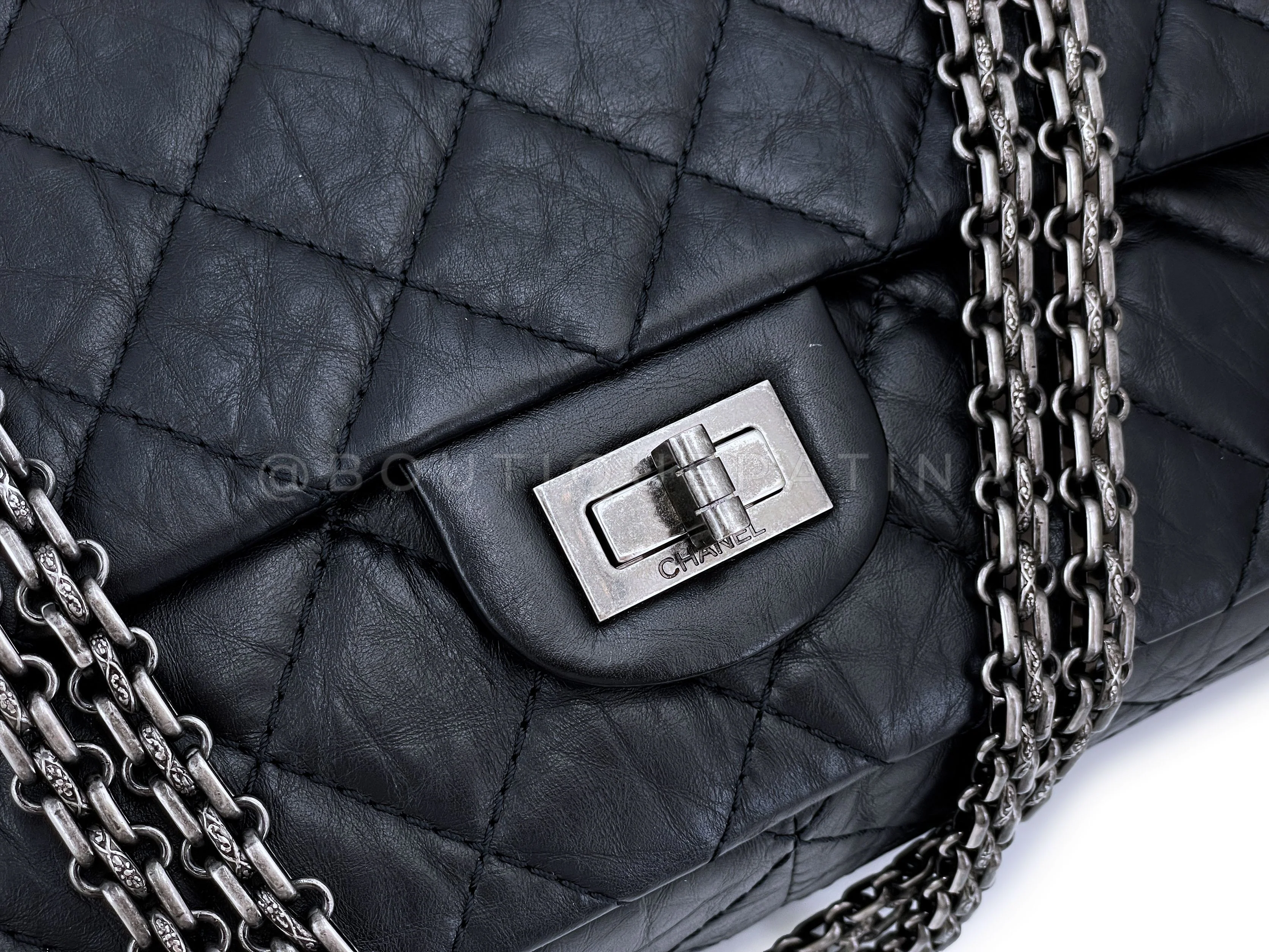 Chanel Black Aged Calfskin Reissue Medium 226 2.55 Flap Bag RHW - Image 8