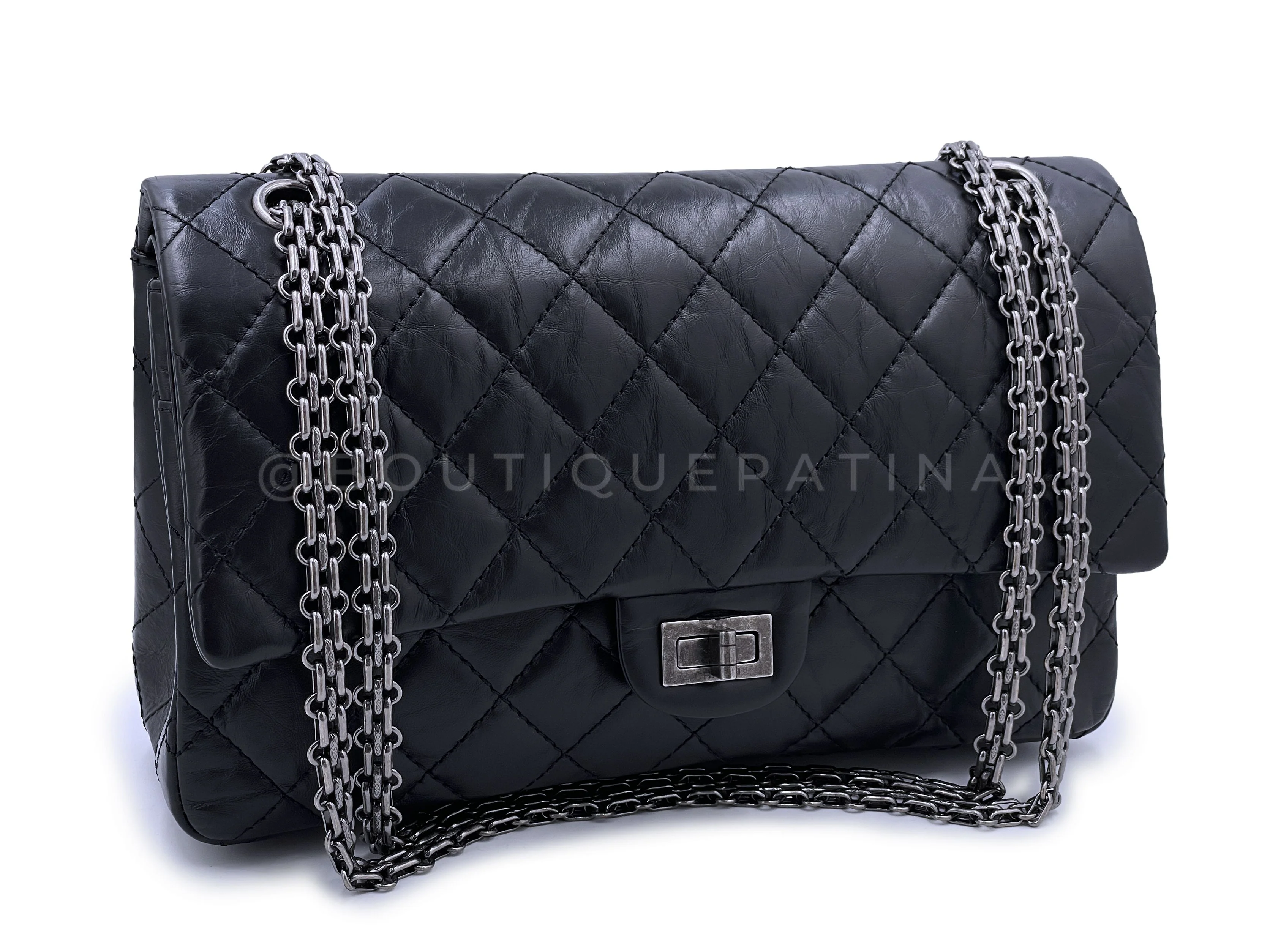 Chanel Black Reissue 2.55 Classic Double Flap Bag 226 Medium - Image 2