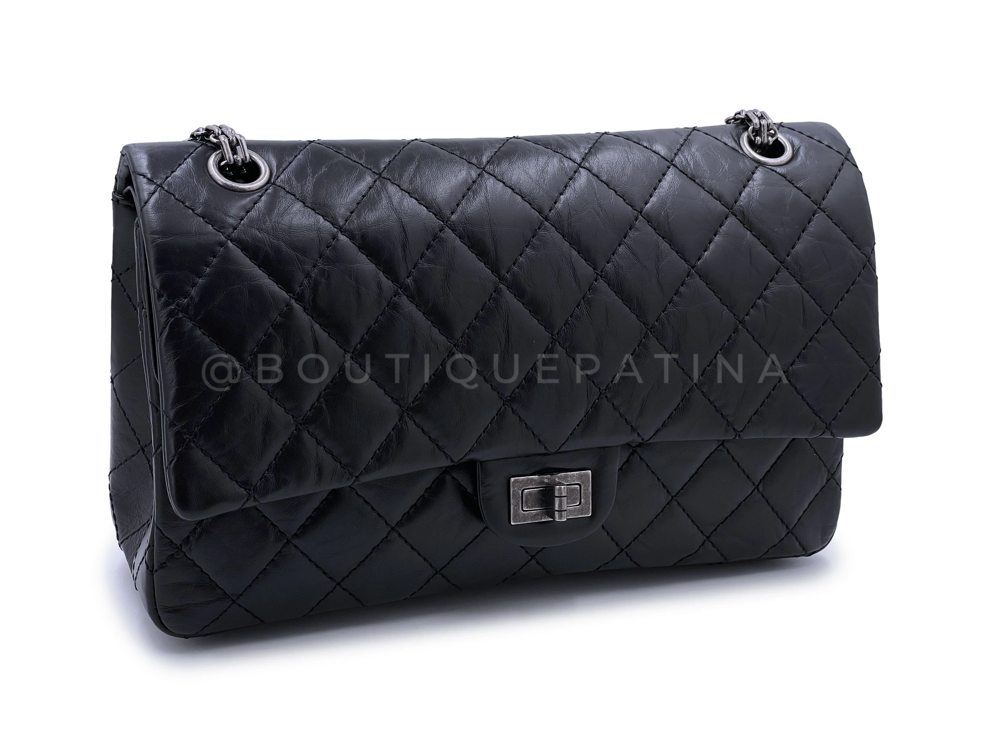 Chanel Black Reissue 2.55 Classic Double Flap Bag 226 Medium - Image 3