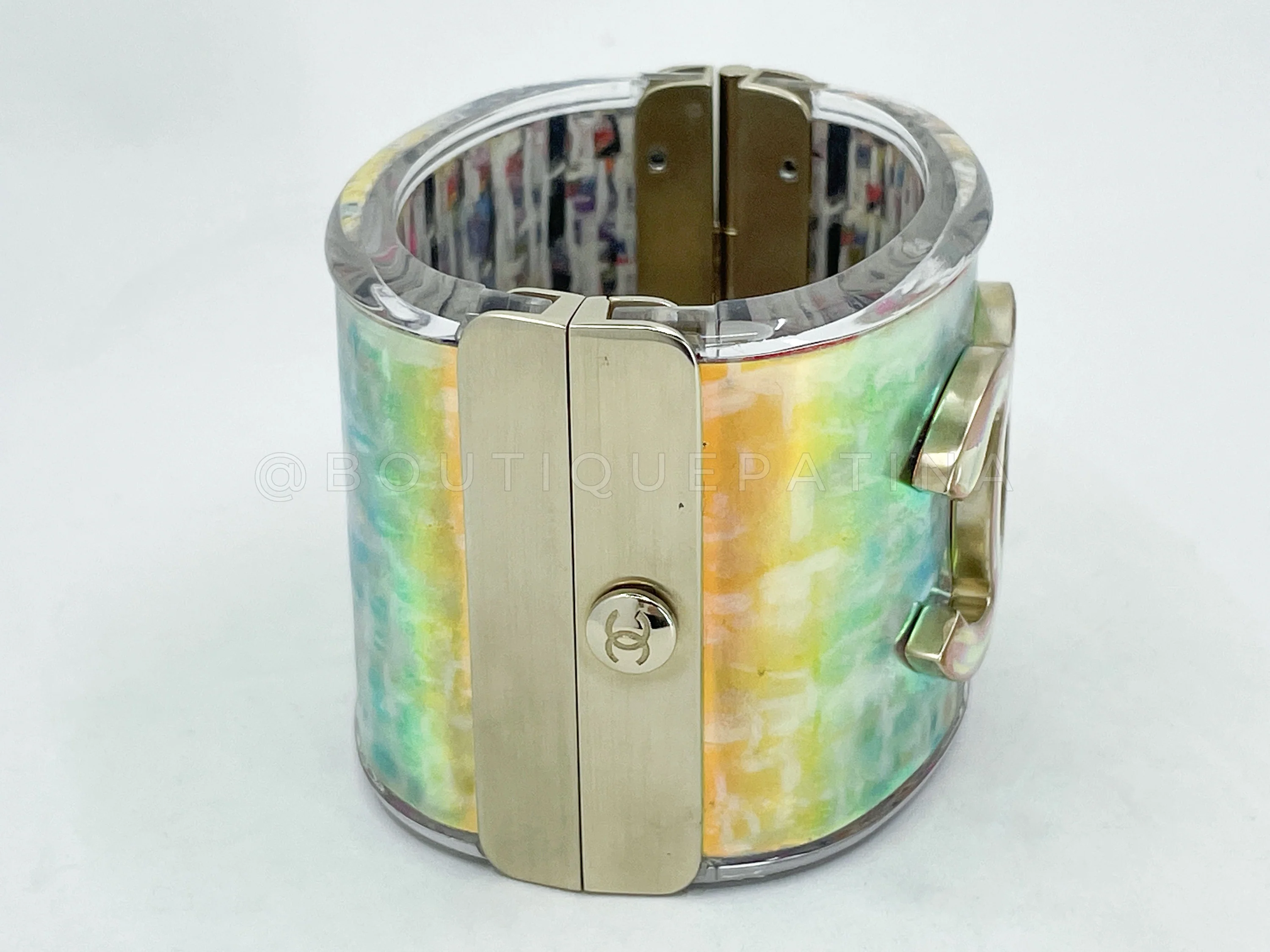 Chanel 2014 Supermarket Iridescent Holographic Resin CC Cuff Bracelet - Image 5