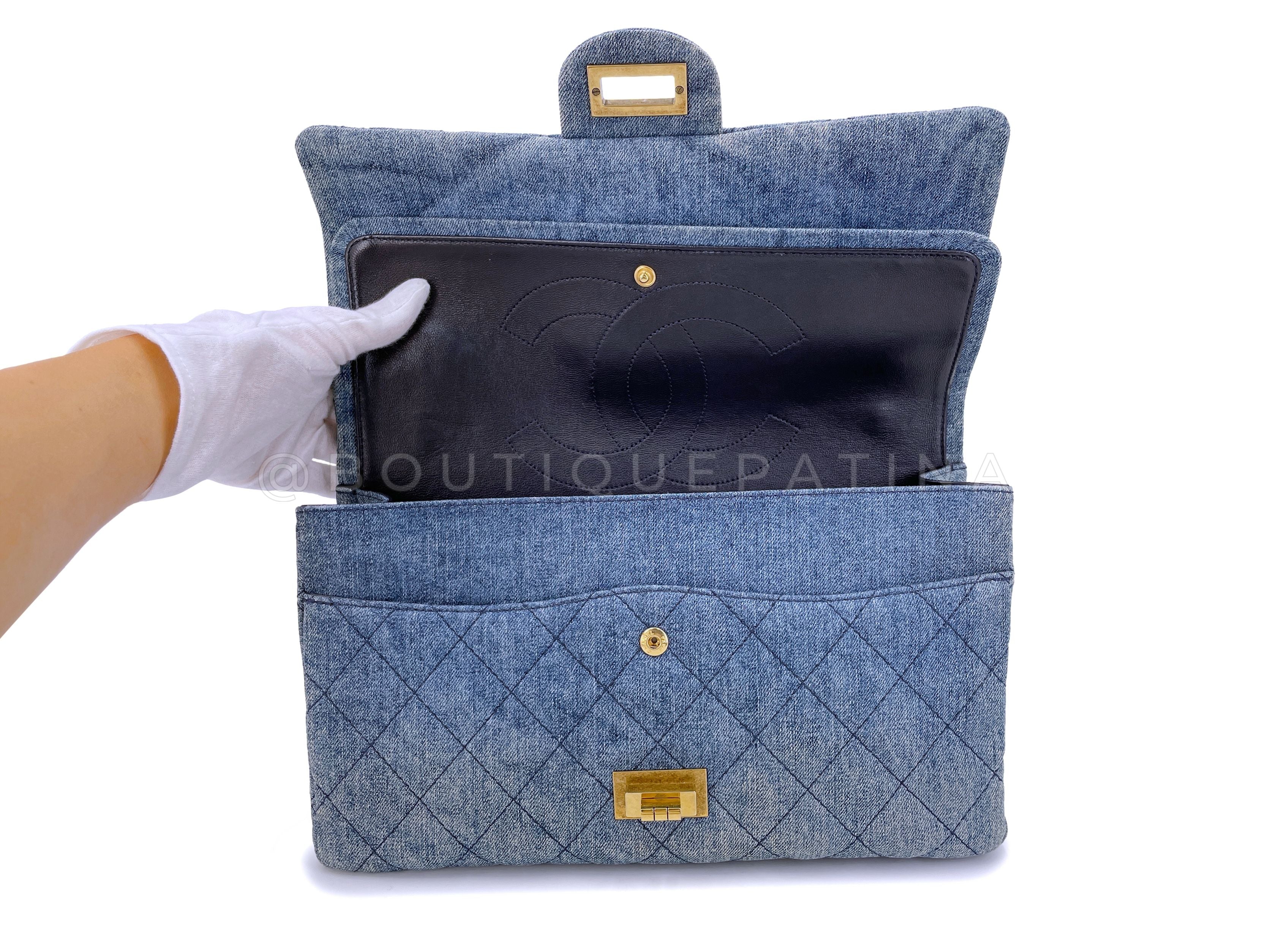 Chanel 2012 Denim Large 2.55 Reissue Double Flap Bag 227 GHW - Image 9