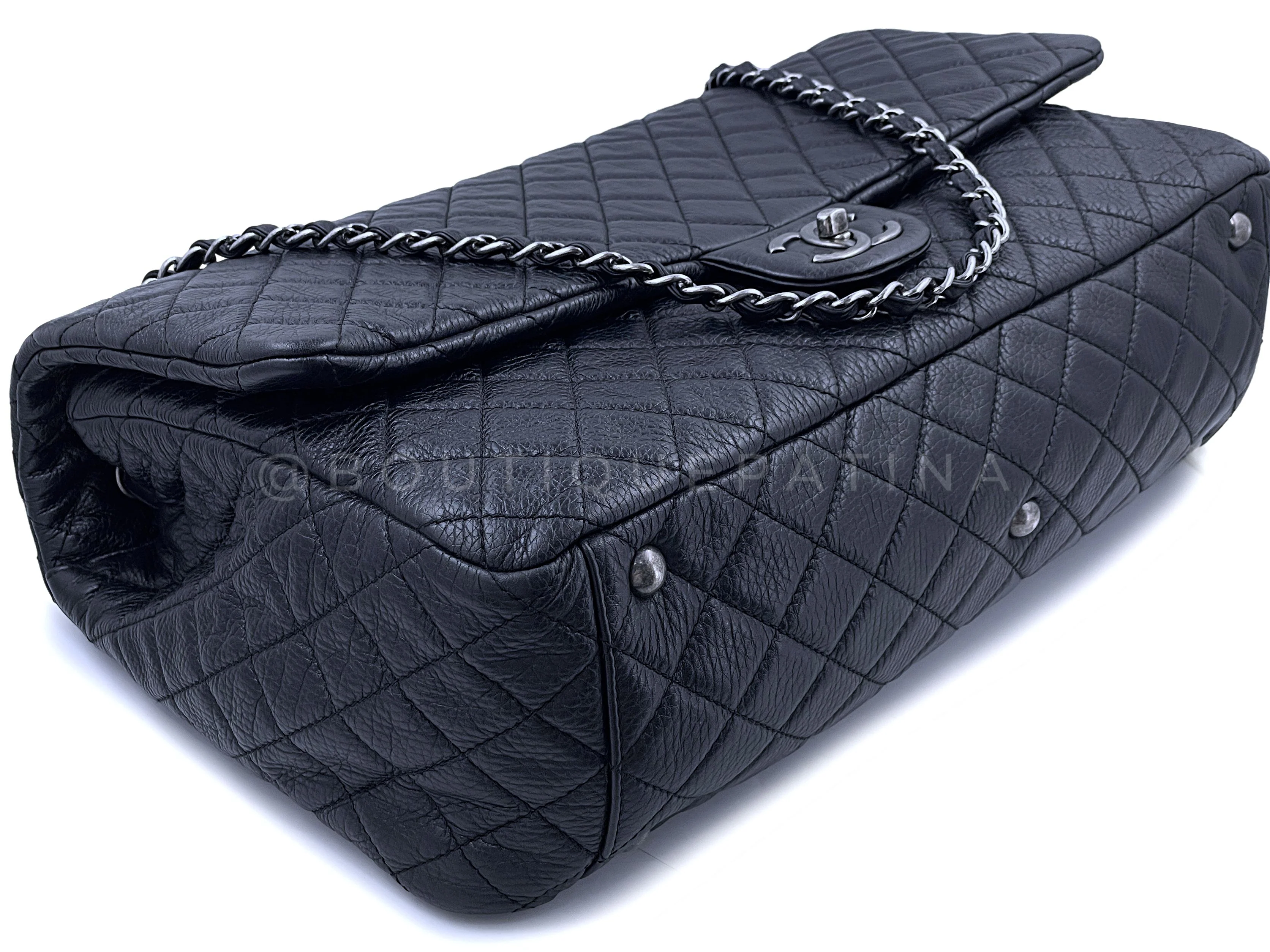 Chanel Black Calfskin Runway XXL Airlines Travel Flap Bag RHW - Image 7