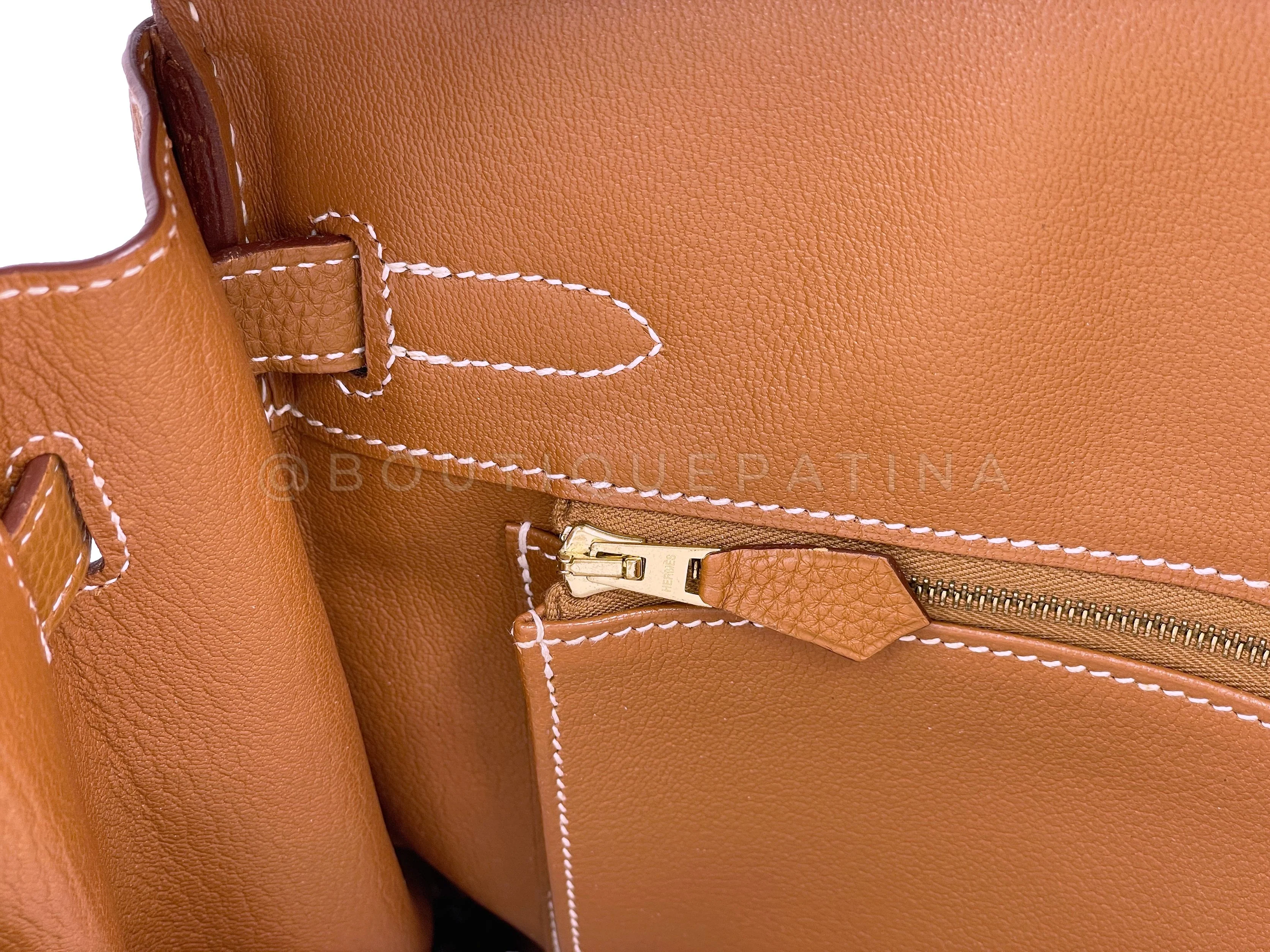 Pristine Hermes 30cm Birkin Caramel Gold Togo GHW Tote Bag - Image 17