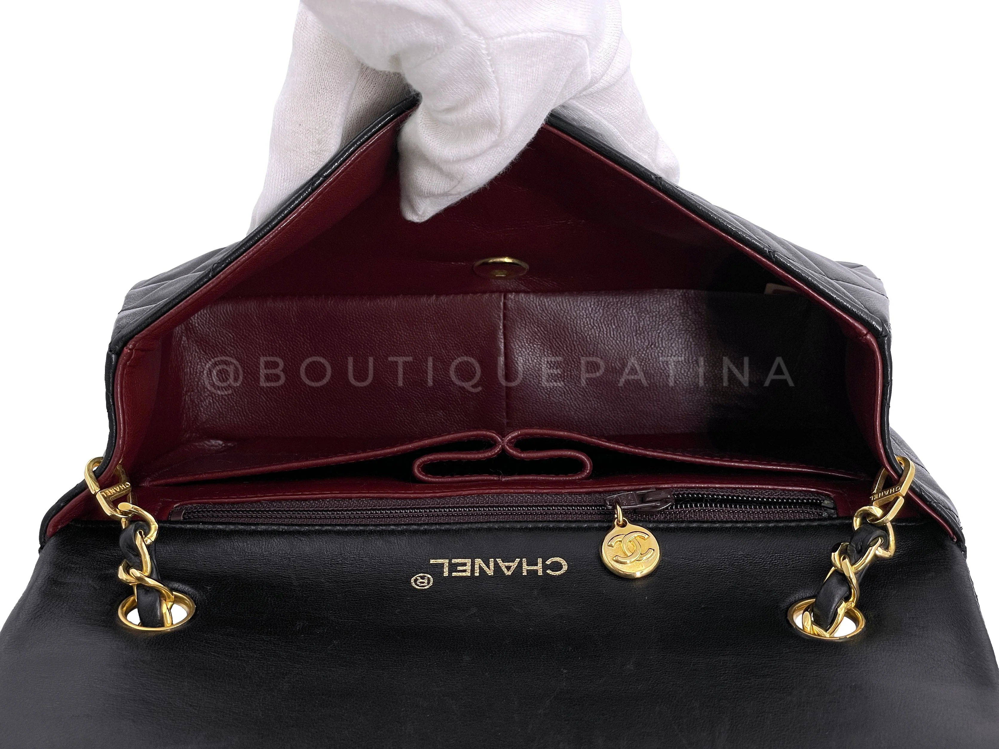 Chanel 1989 Vintage Black Lambskin Full Flap Bag 24k GHW - Image 10