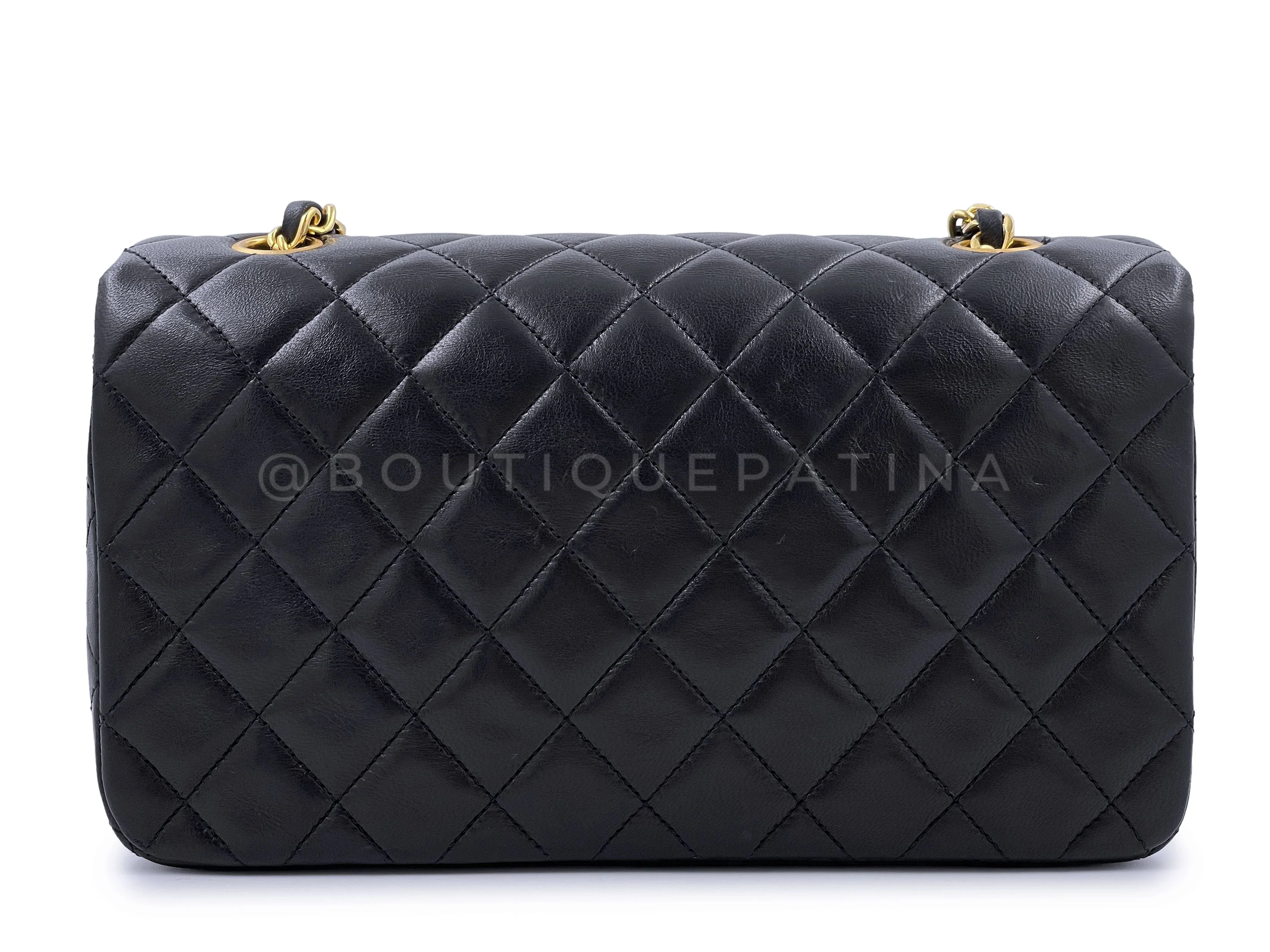 Chanel 1989 Vintage Black Lambskin Full Flap Bag 24k GHW - Image 5