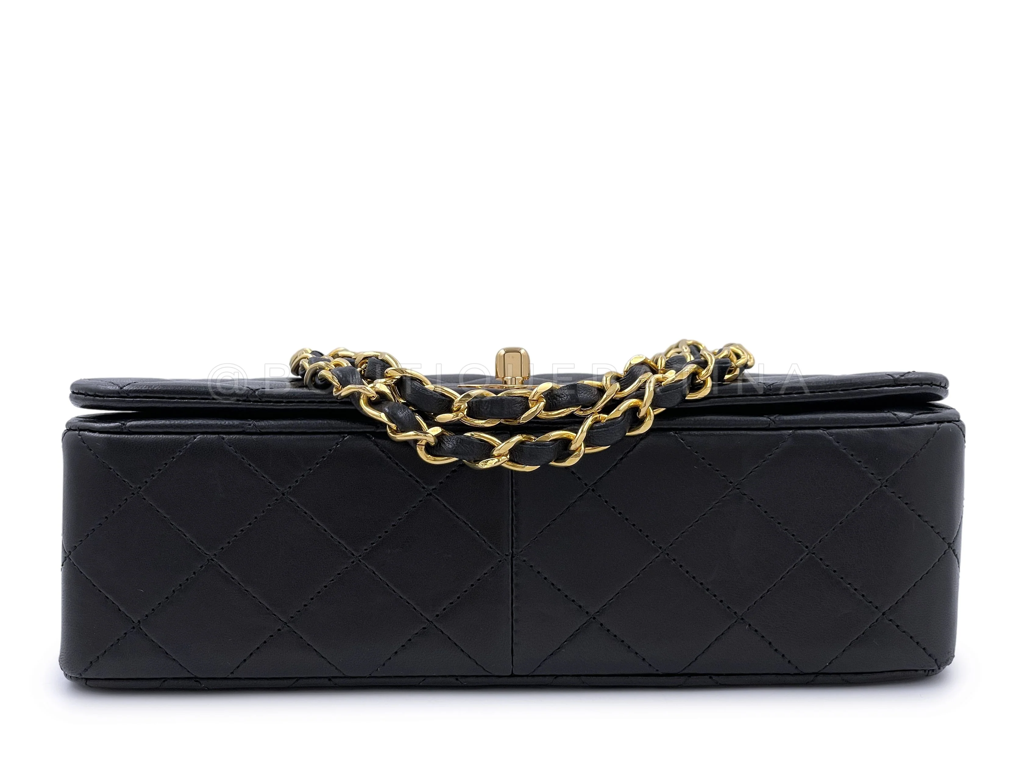 Chanel 1989 Vintage Black Lambskin Full Flap Bag 24k GHW - Image 6