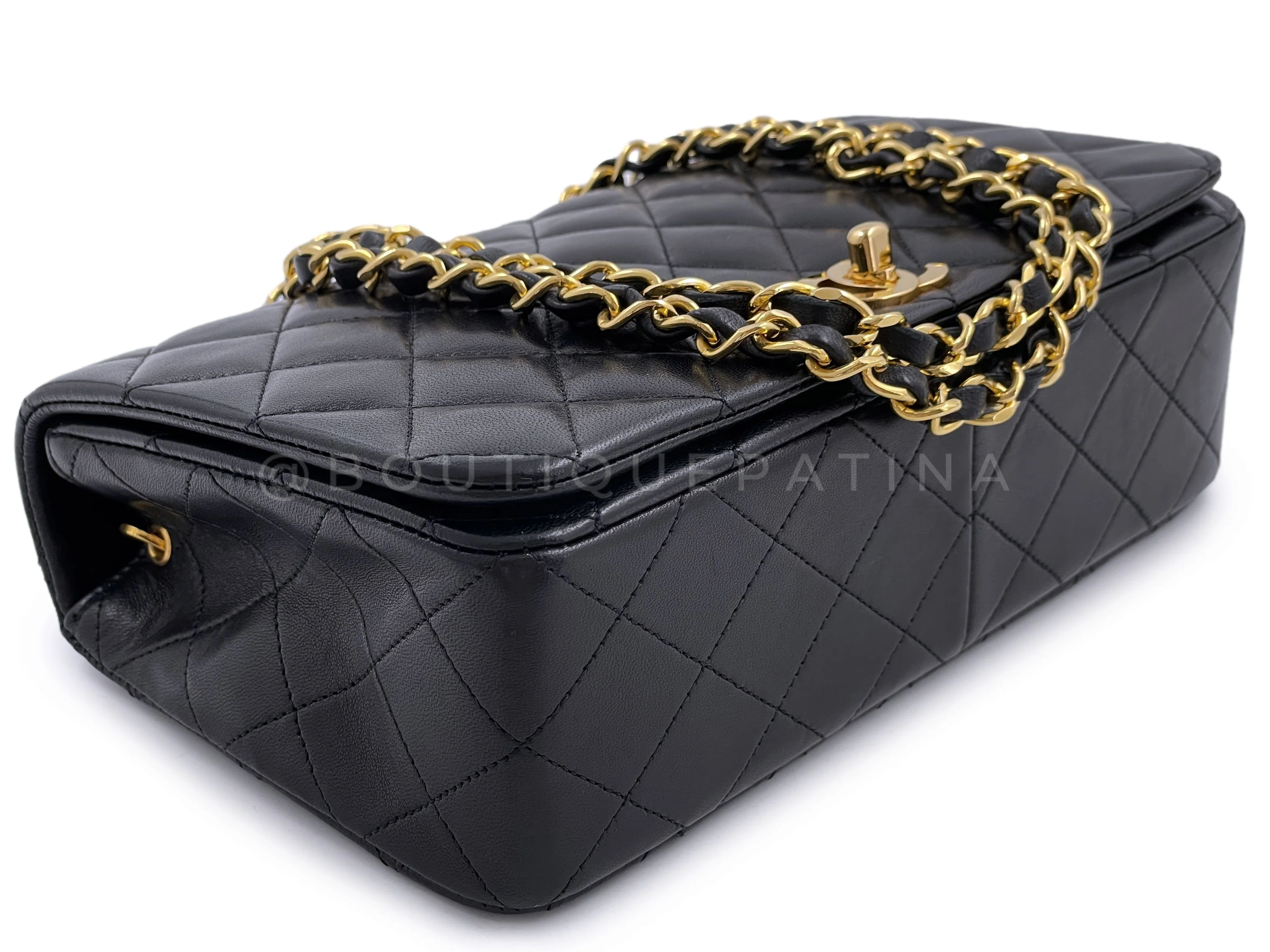Chanel 1989 Vintage Black Lambskin Full Flap Bag 24k GHW - Image 7
