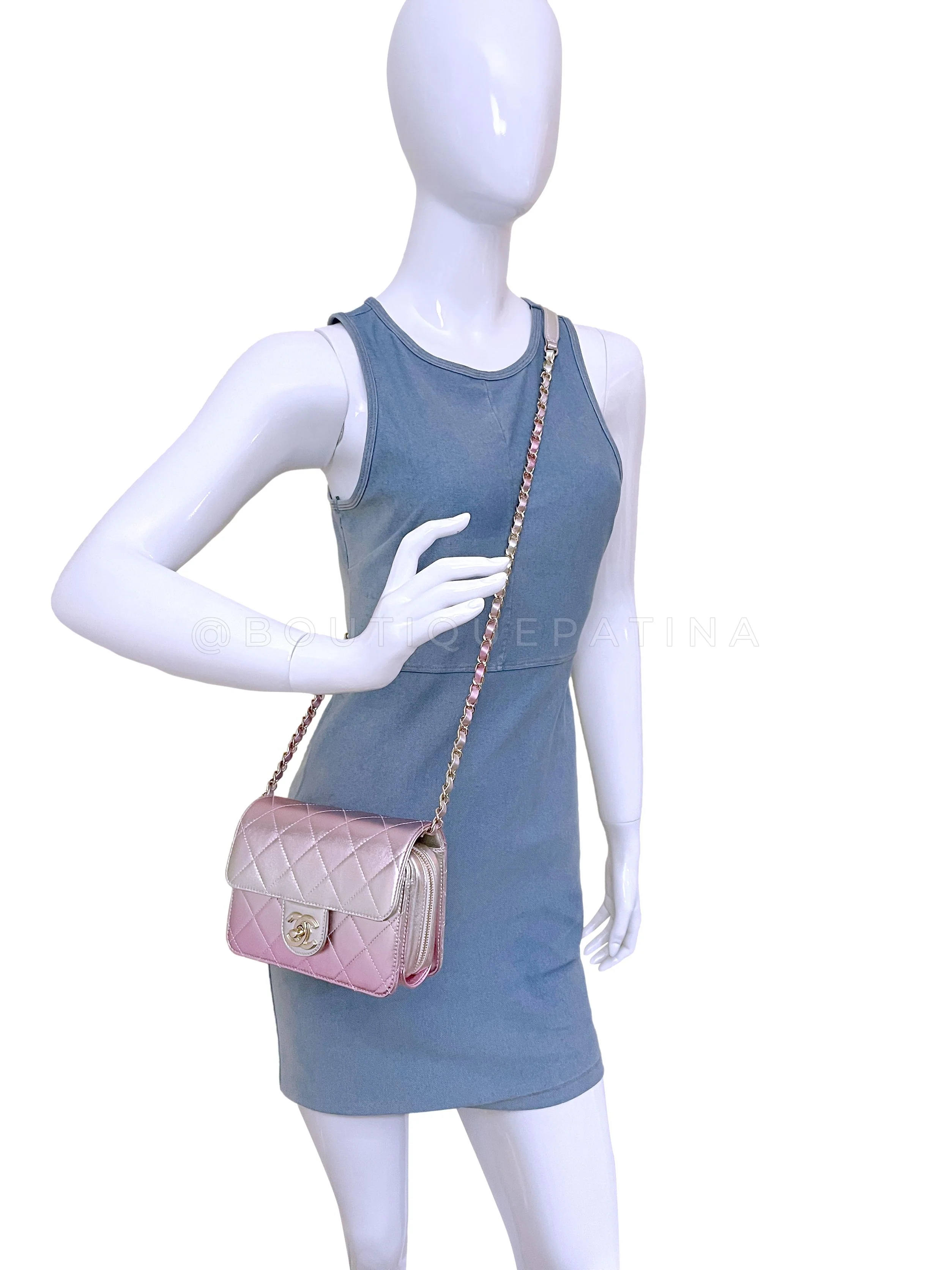 Chanel Metallic Mermaid Ombre Pink Mini Flap Bag GHW - Image 15