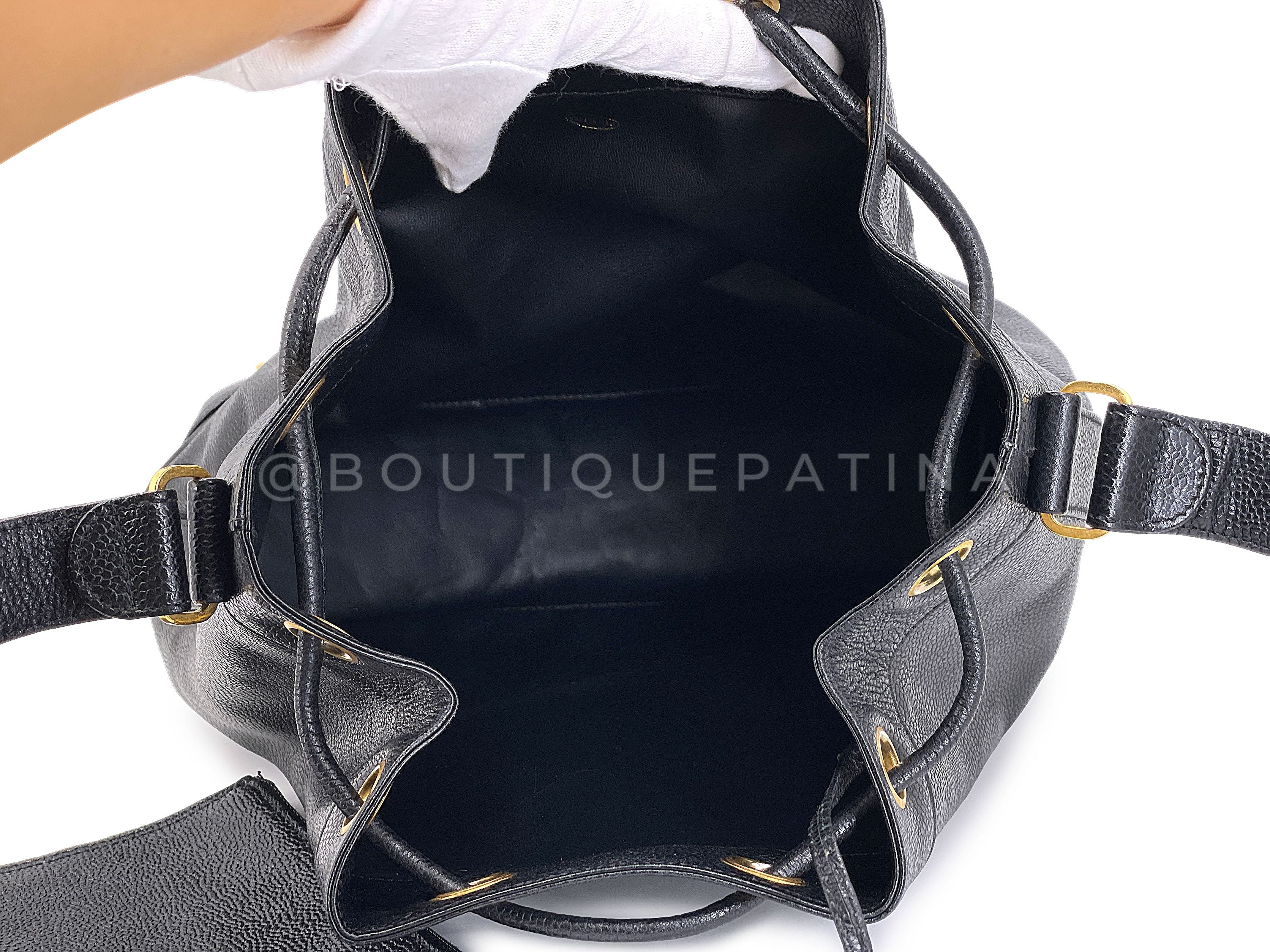 Chanel 1994 Vintage Black Caviar 6-CC Drawstring Bucket Bag 24k GHW - Image 8