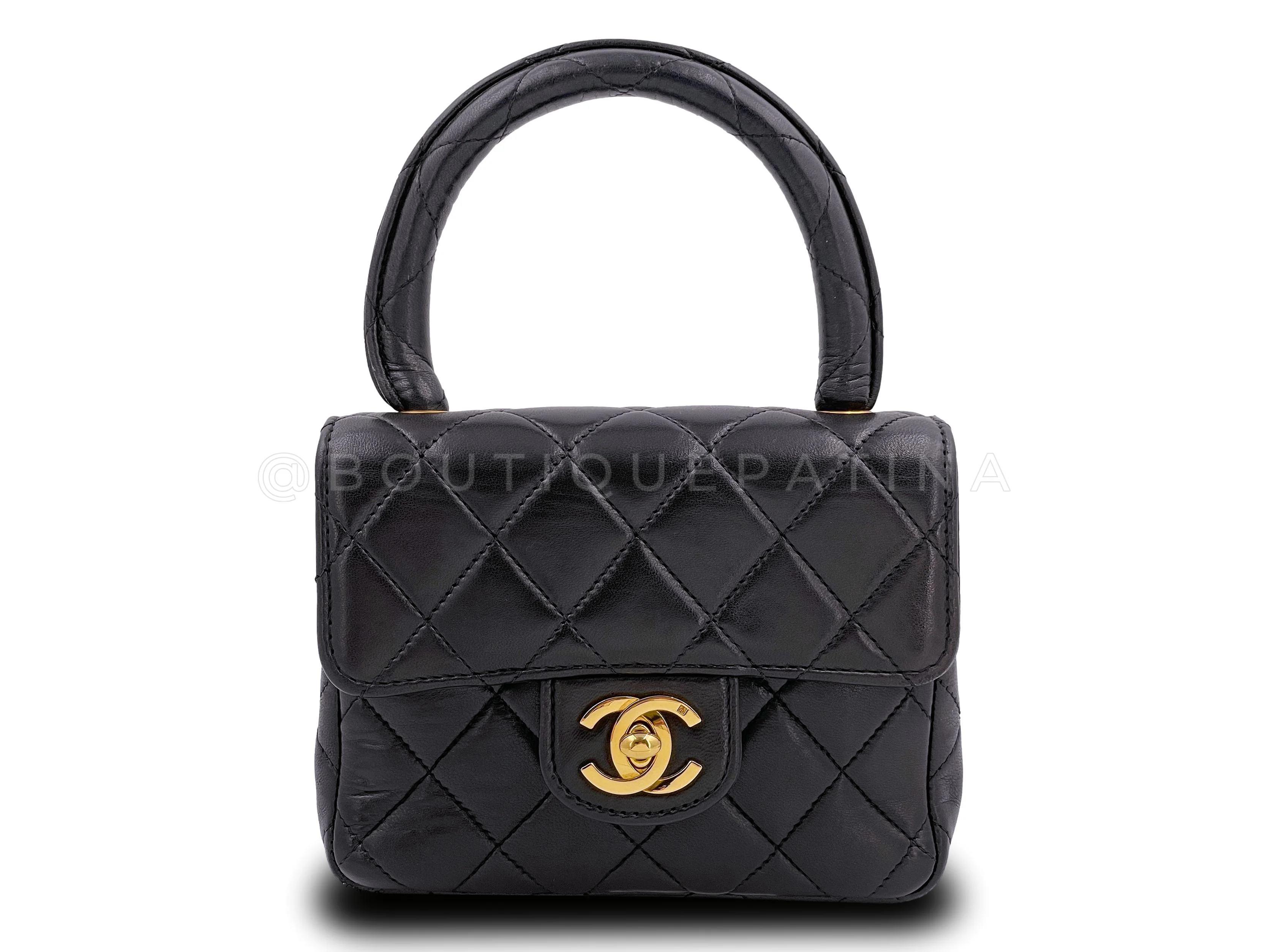Chanel 1994 Vintage Parent Child Bag Kelly Flap Set Black 24k GHW - Image 11