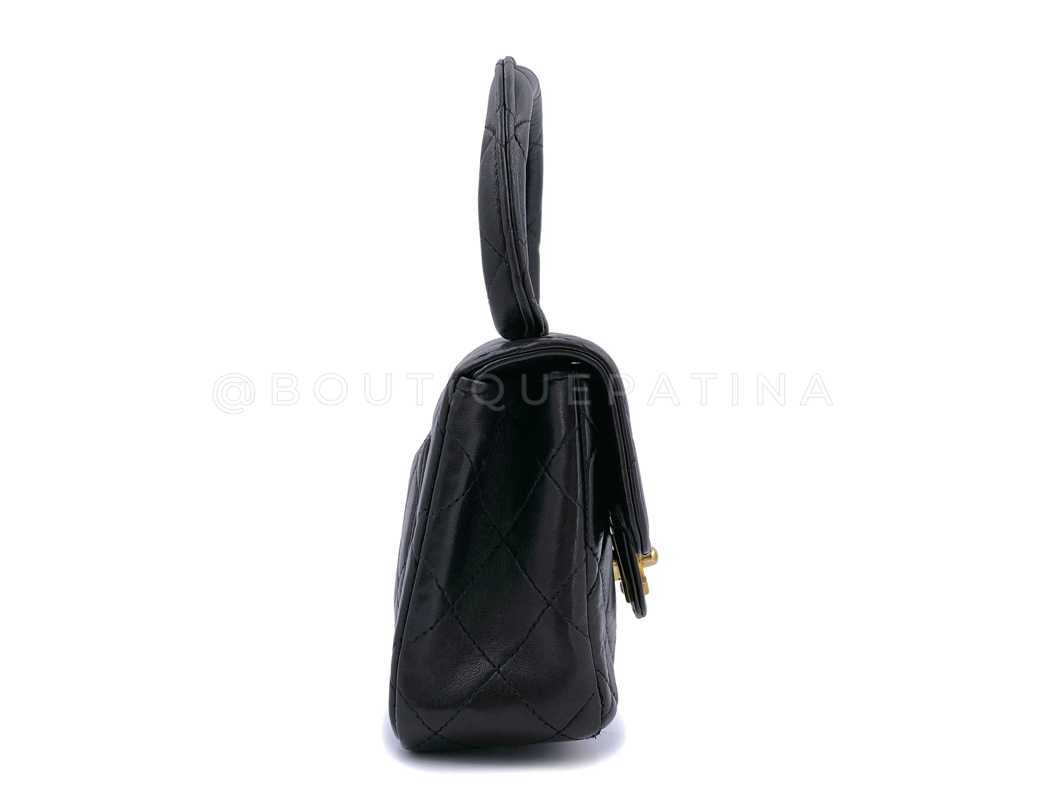 Chanel 1994 Vintage Parent Child Bag Kelly Flap Set Black 24k GHW - Image 12