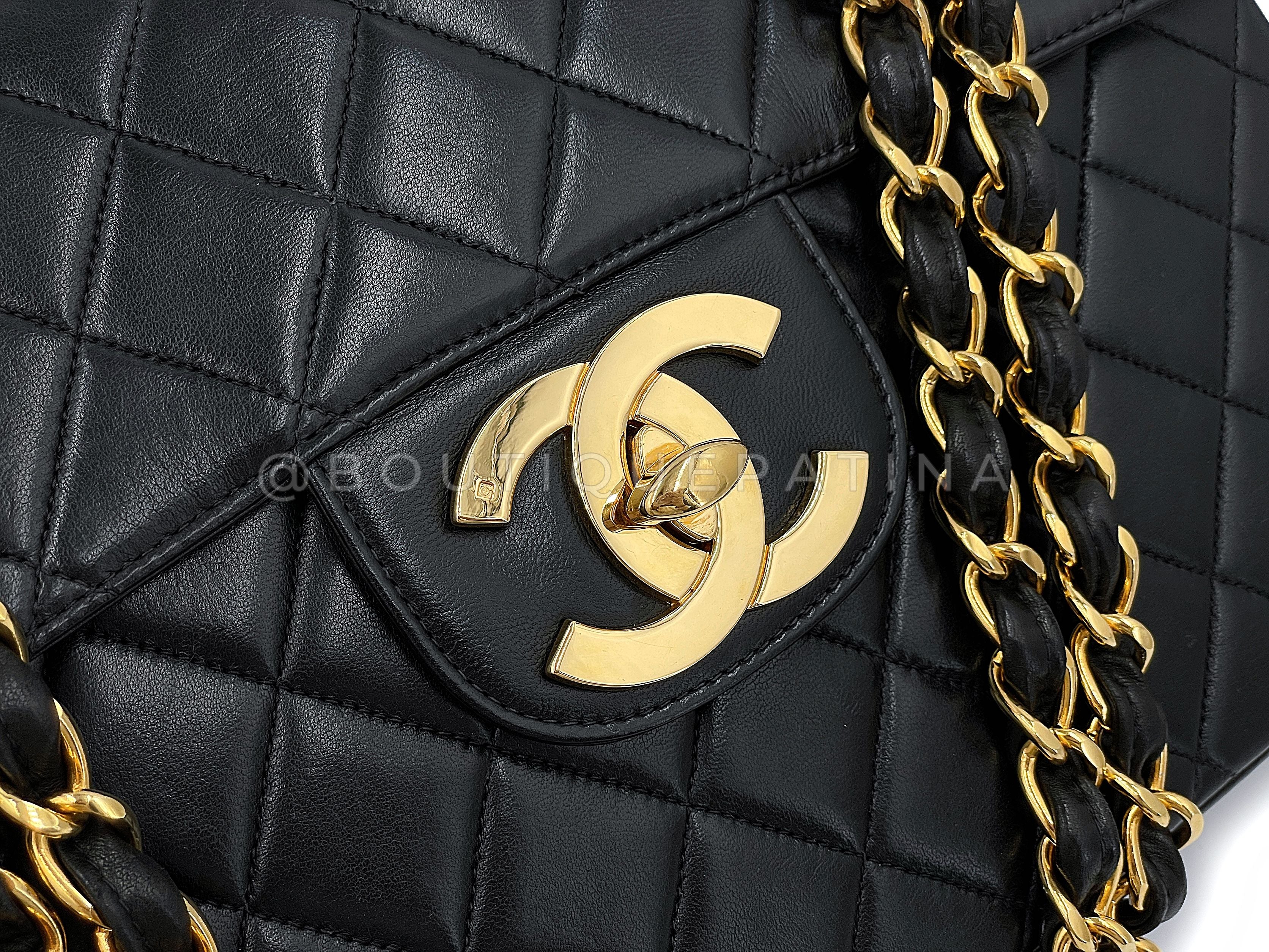 Chanel 1996 Vintage Black Jumbo Classic Flap Bag 24k GHW - Image 8