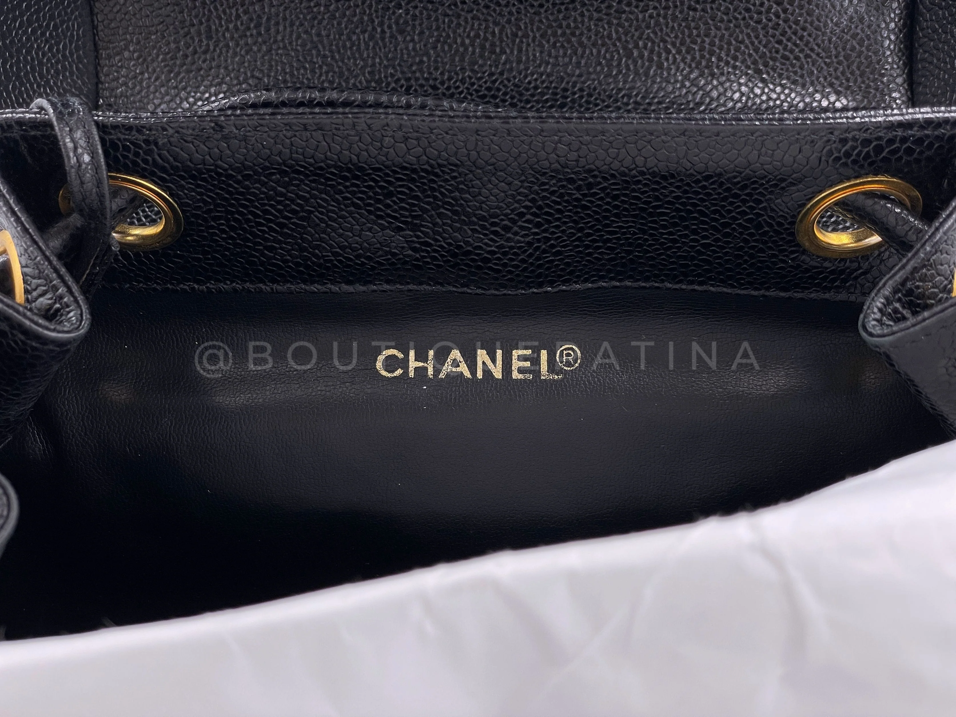 Chanel 1994 Vintage Black Caviar Classic Gold CC Backpack Bag 24k GHW - Image 11