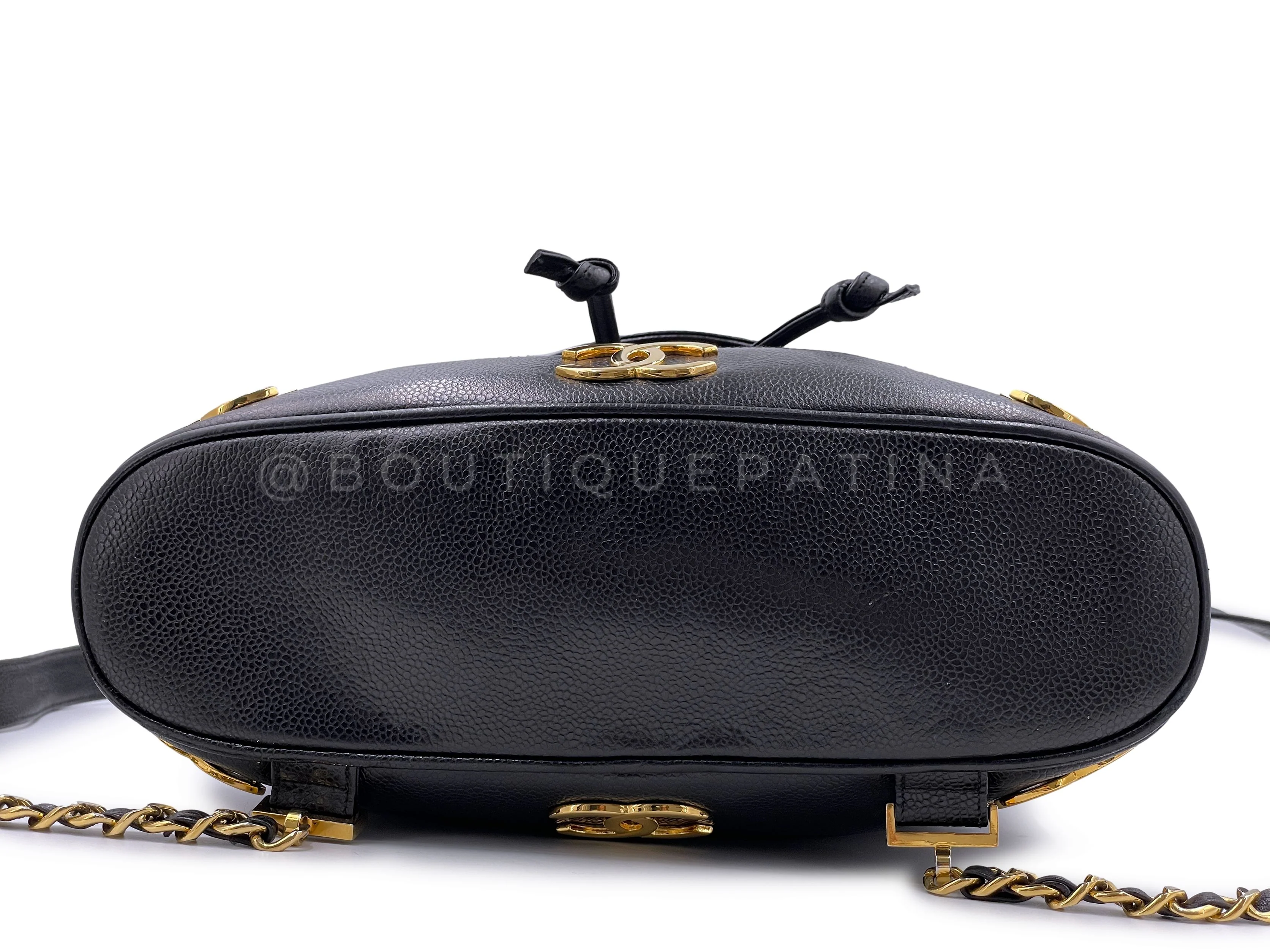 Chanel 1994 Vintage Black Caviar Classic Gold CC Backpack Bag 24k GHW - Image 5