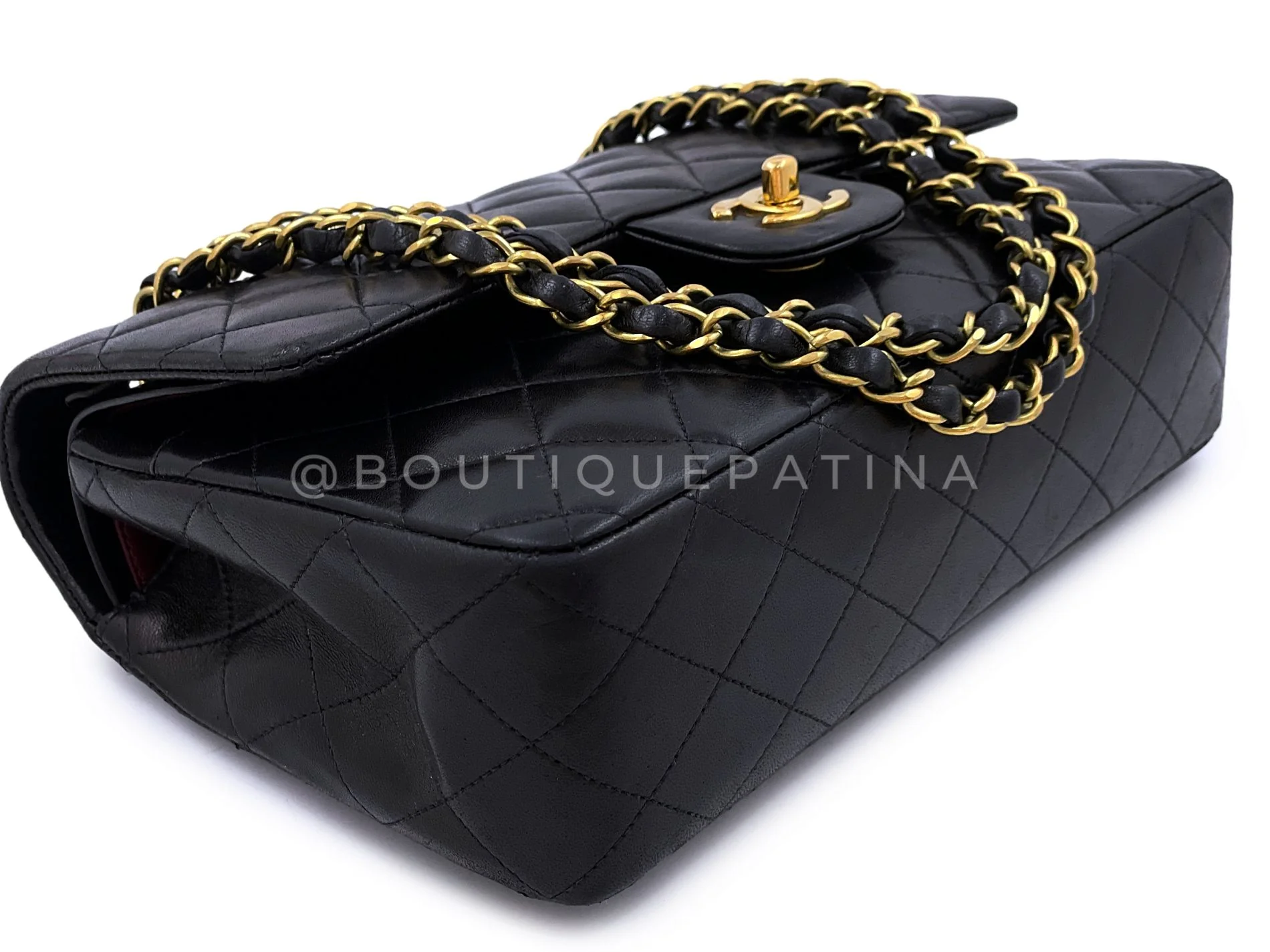 Chanel 1994 Vintage Black Medium Classic Double Flap Bag 24k GHW Lambskin 0O3 - Image 7