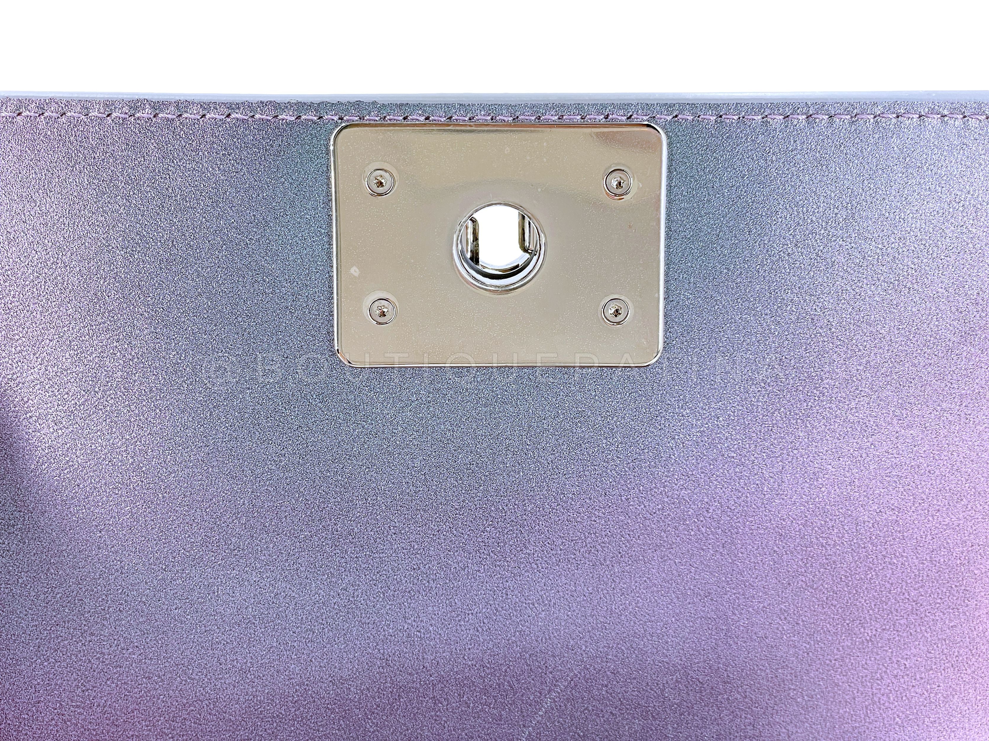 Chanel Mermaid Boy Bag Purple 18S Small Iridescent Water Flap - Image 10