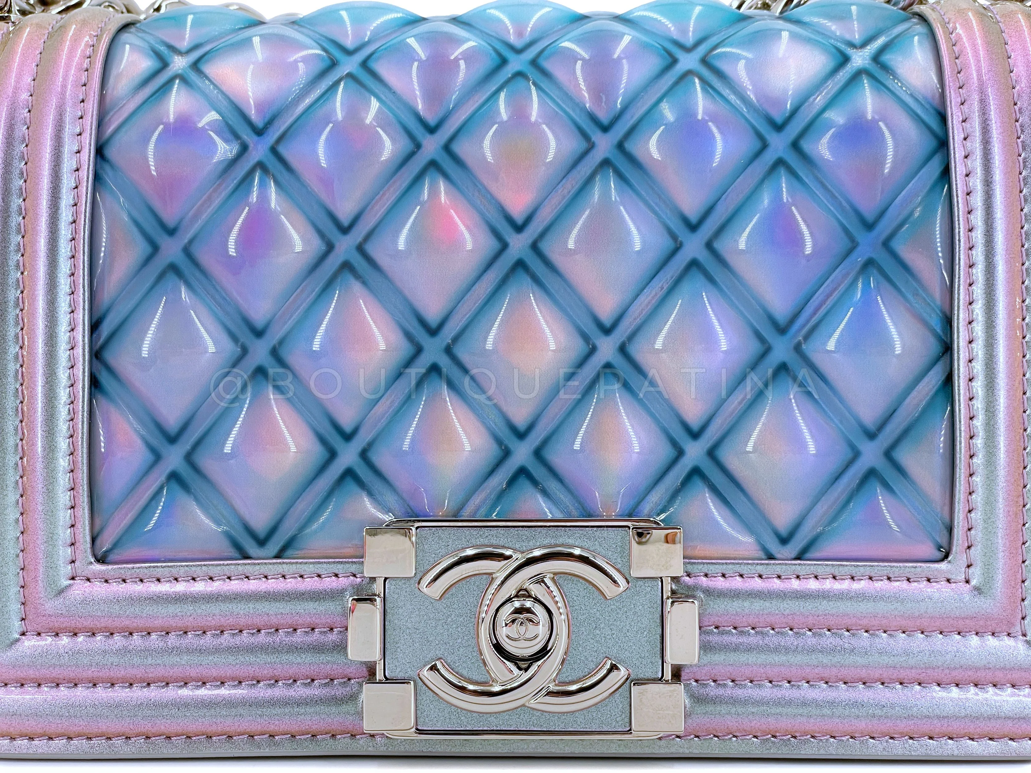 Chanel Mermaid Boy Bag Purple 18S Small Iridescent Water Flap - Image 8