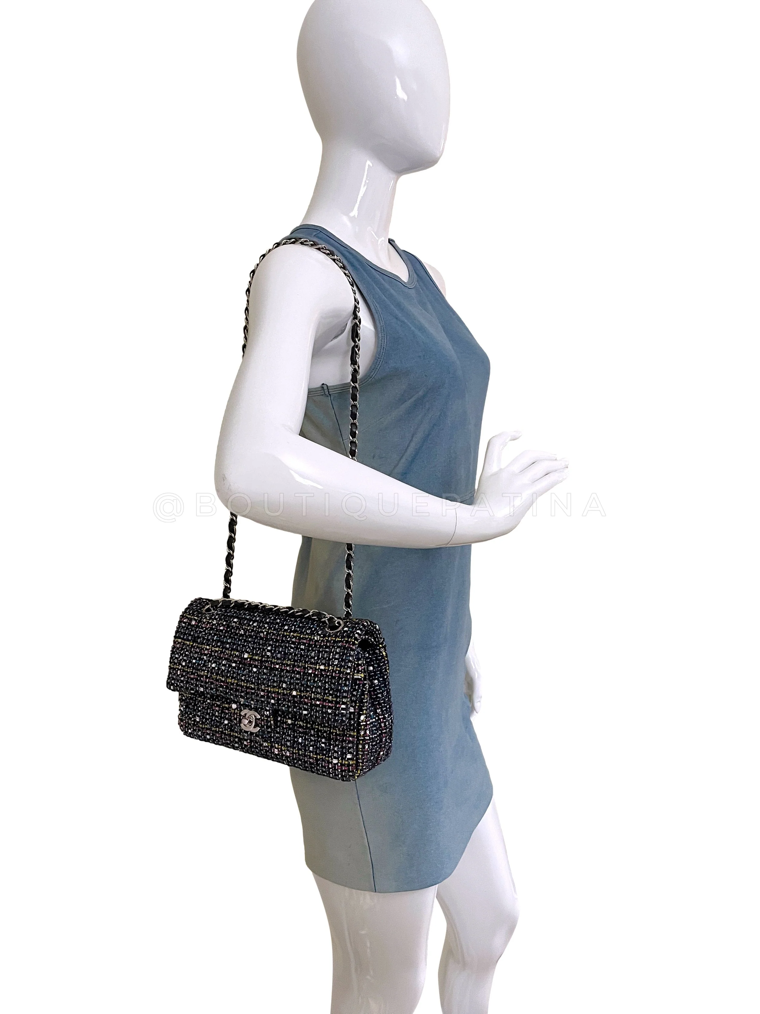 Chanel 2015 Rainbow Tweed Medium Classic Double Flap Bag SHW - Image 15