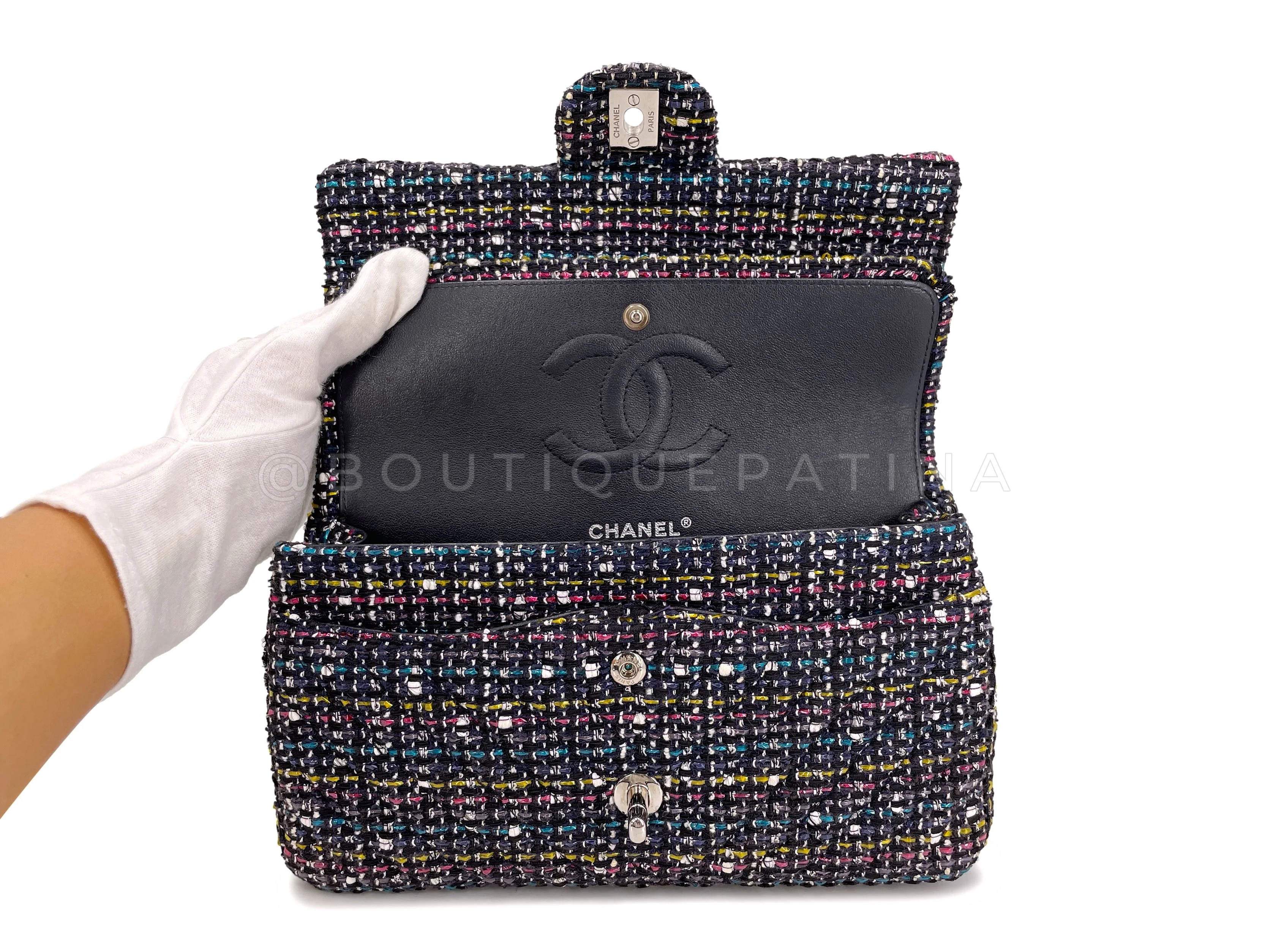 Chanel 2015 Rainbow Tweed Medium Classic Double Flap Bag SHW - Image 9