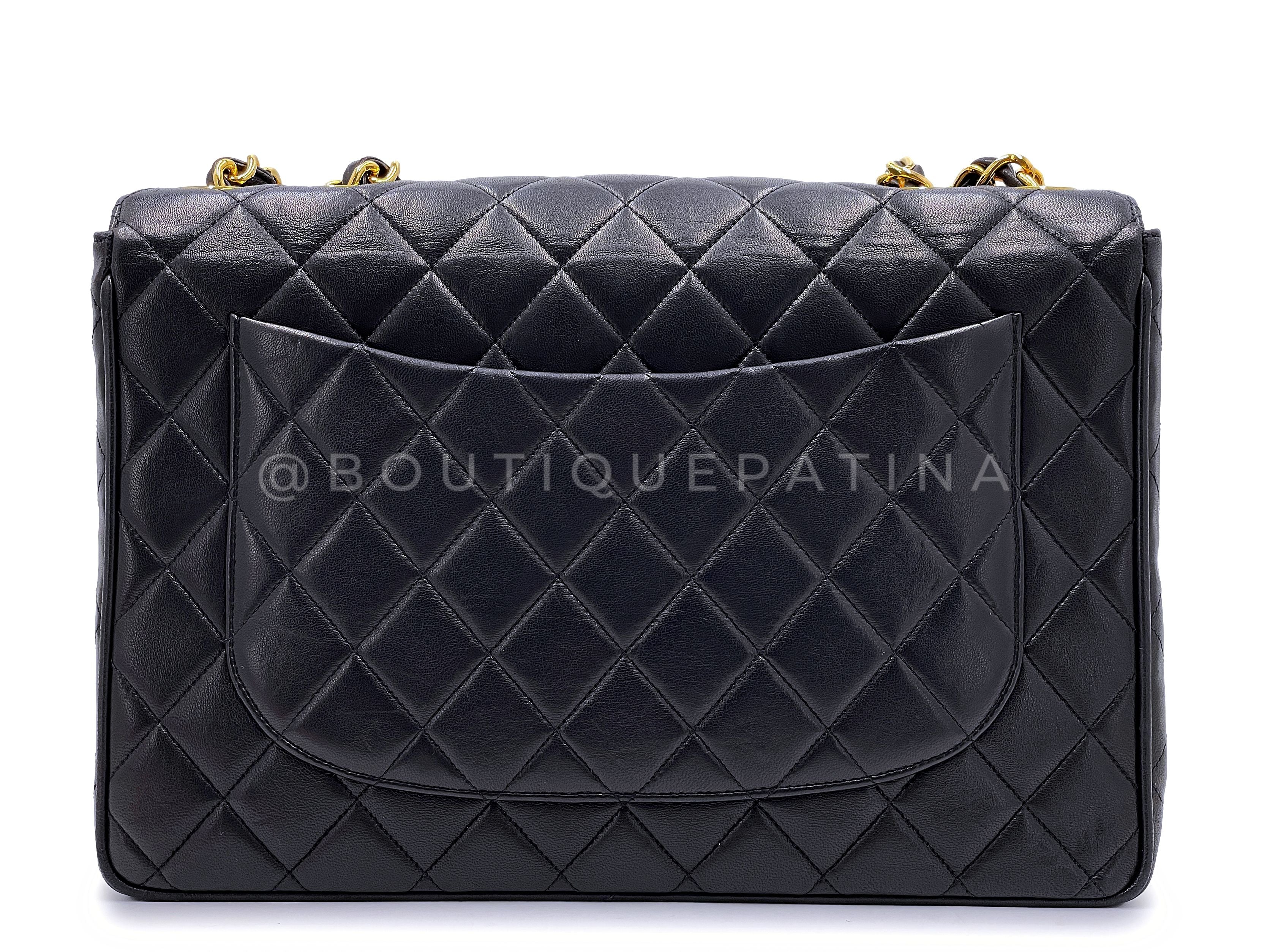 Chanel Vintage Jumbo Classic Flap Bag 1994 Black Lambskin 24k GHW 3QC - Image 5