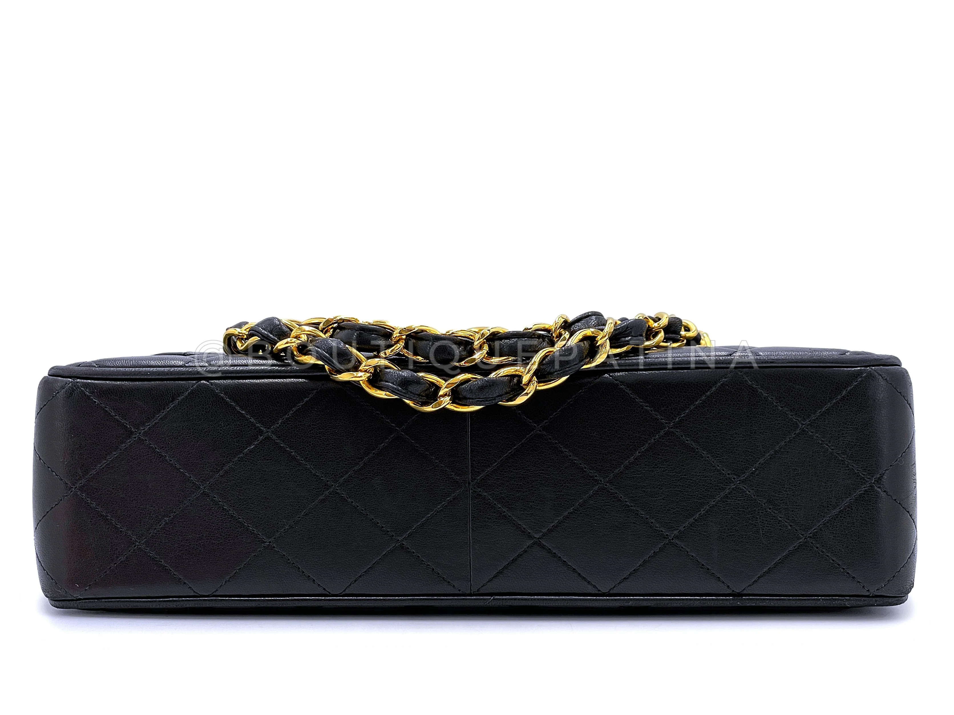 Chanel Vintage Jumbo Classic Flap Bag 1994 Black Lambskin 24k GHW 3QC - Image 6
