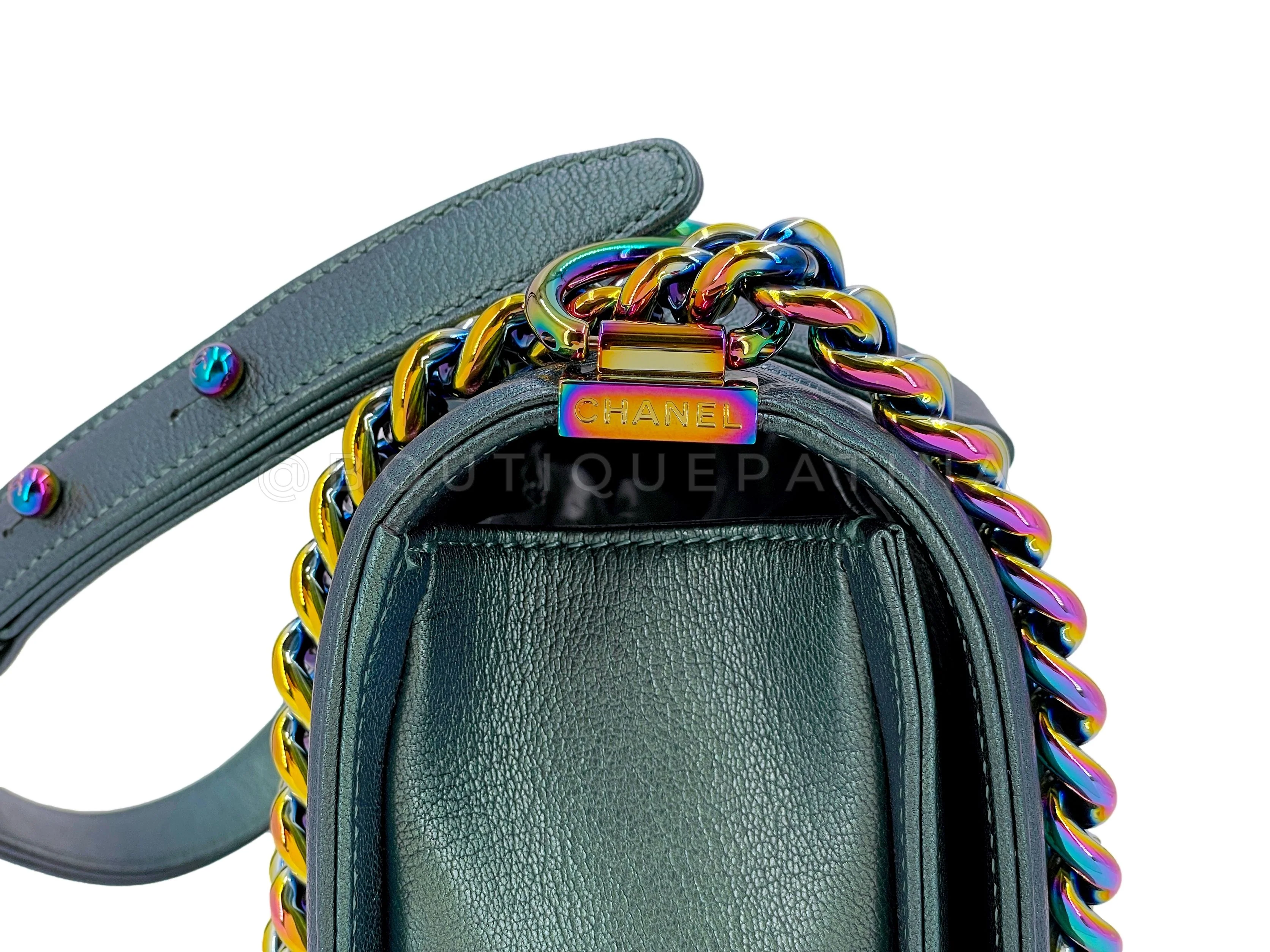 Chanel 16C Iridescent Mermaid Green Medium Boy Flap Bag Rainbow HW - Image 5