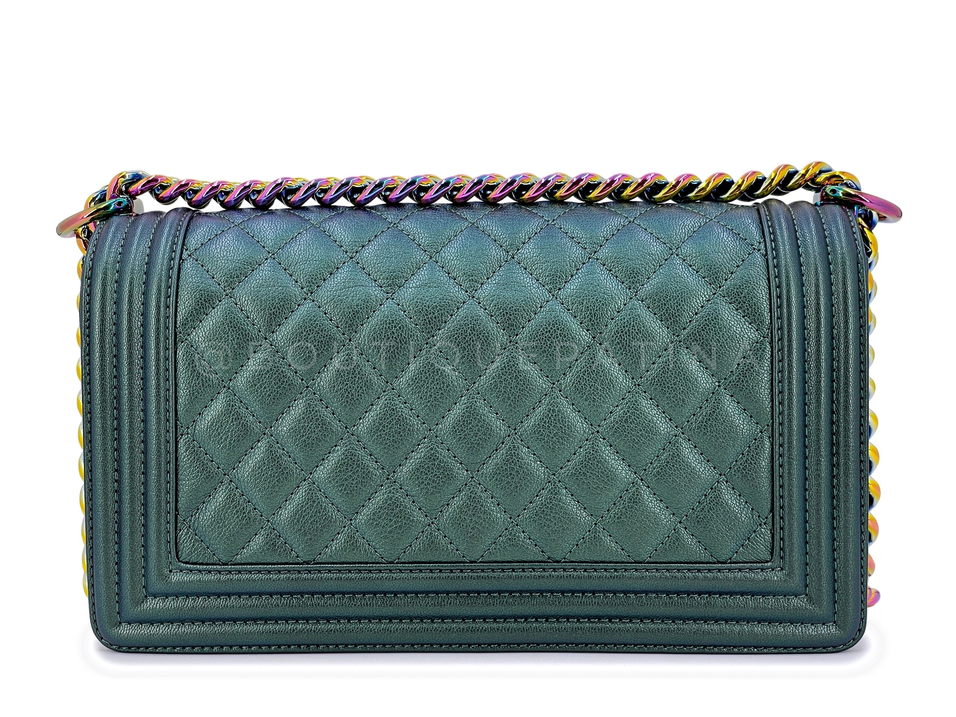 Chanel 16C Iridescent Mermaid Green Medium Boy Flap Bag Rainbow HW - Image 6