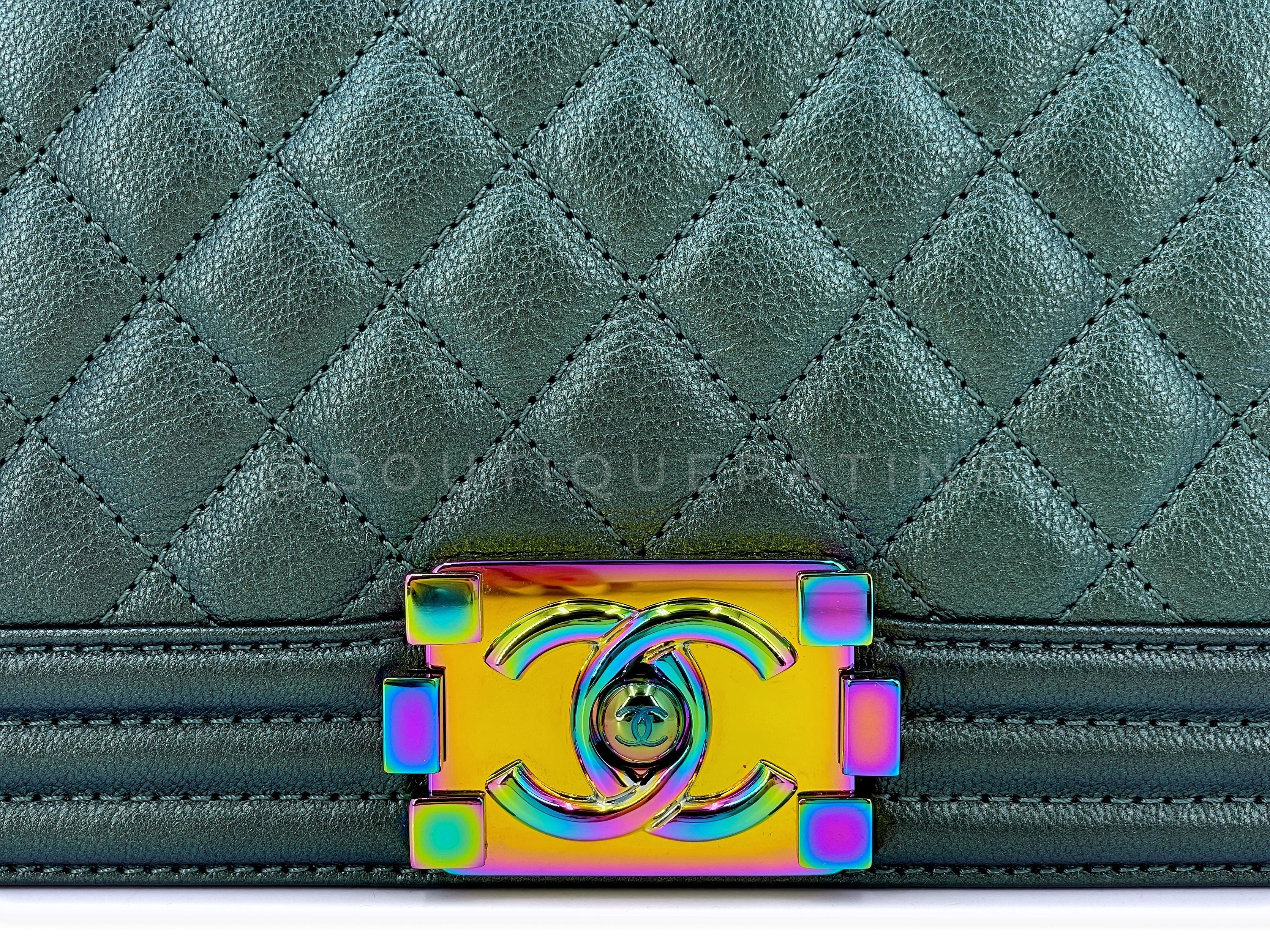 Chanel 16C Iridescent Mermaid Green Medium Boy Flap Bag Rainbow HW - Image 9