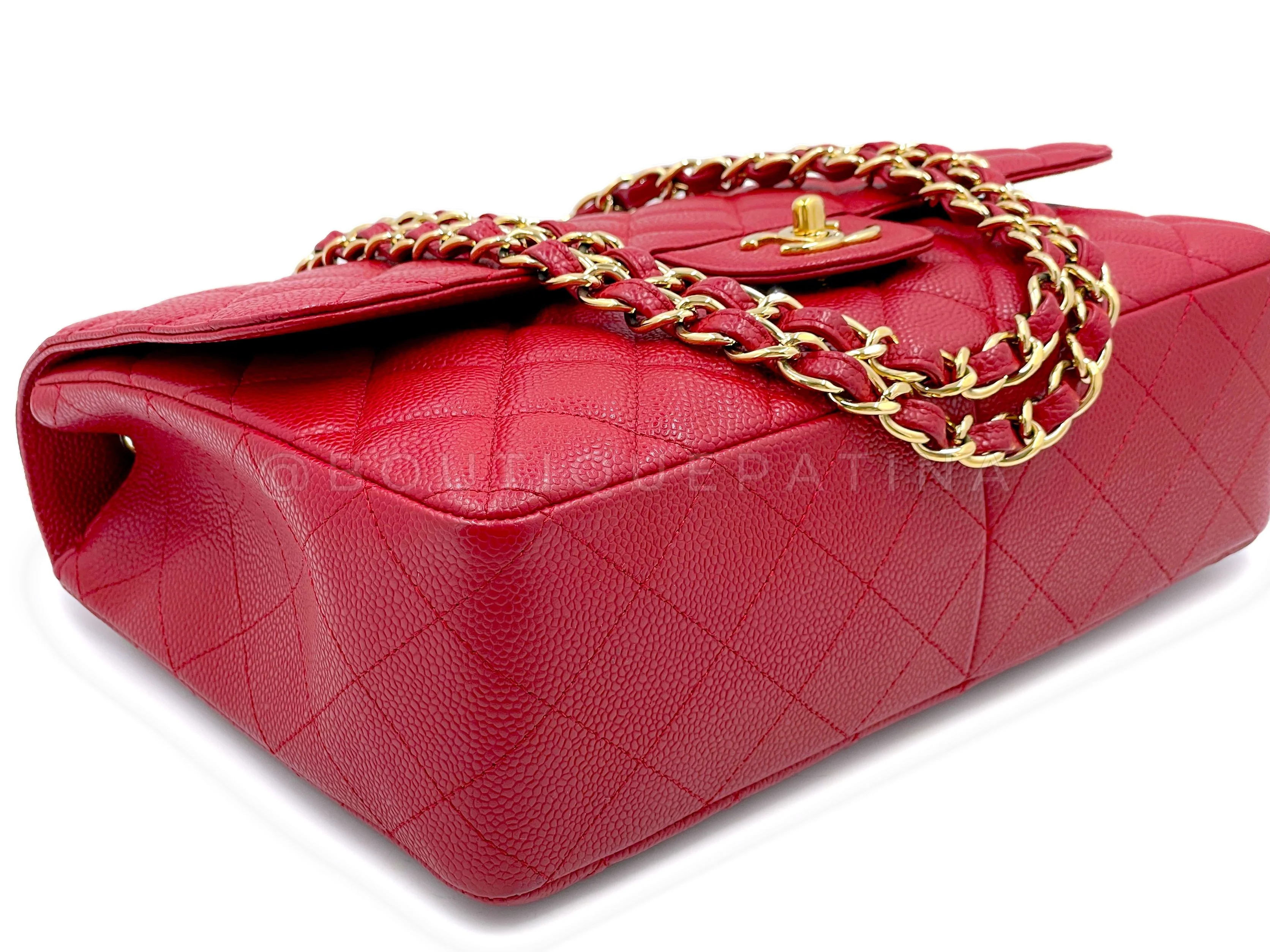 Chanel 2009 Red Caviar Jumbo Classic Flap Bag GHW Single - Image 7