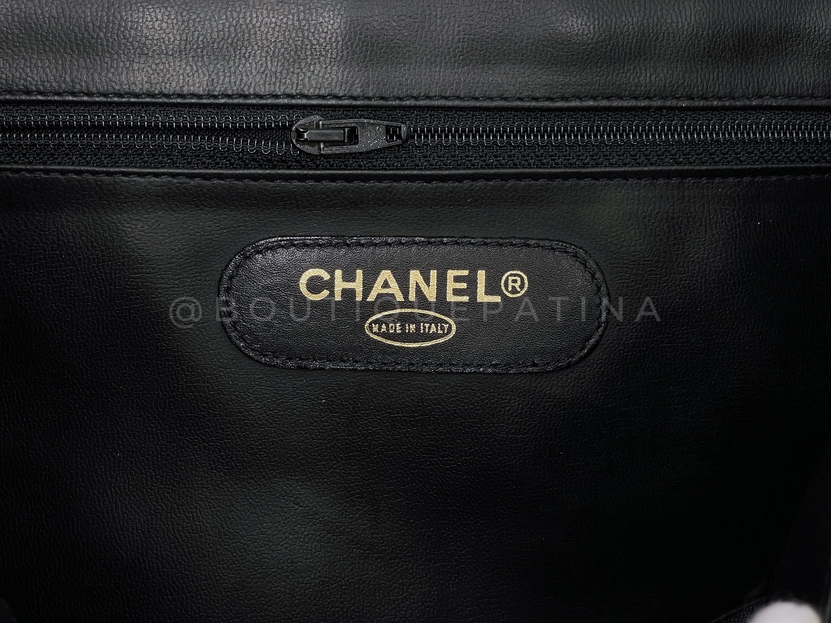 Chanel 1993 Vintage Black Supermodel Weekender XL Tote Bag 24k GHW WR2 - Image 10