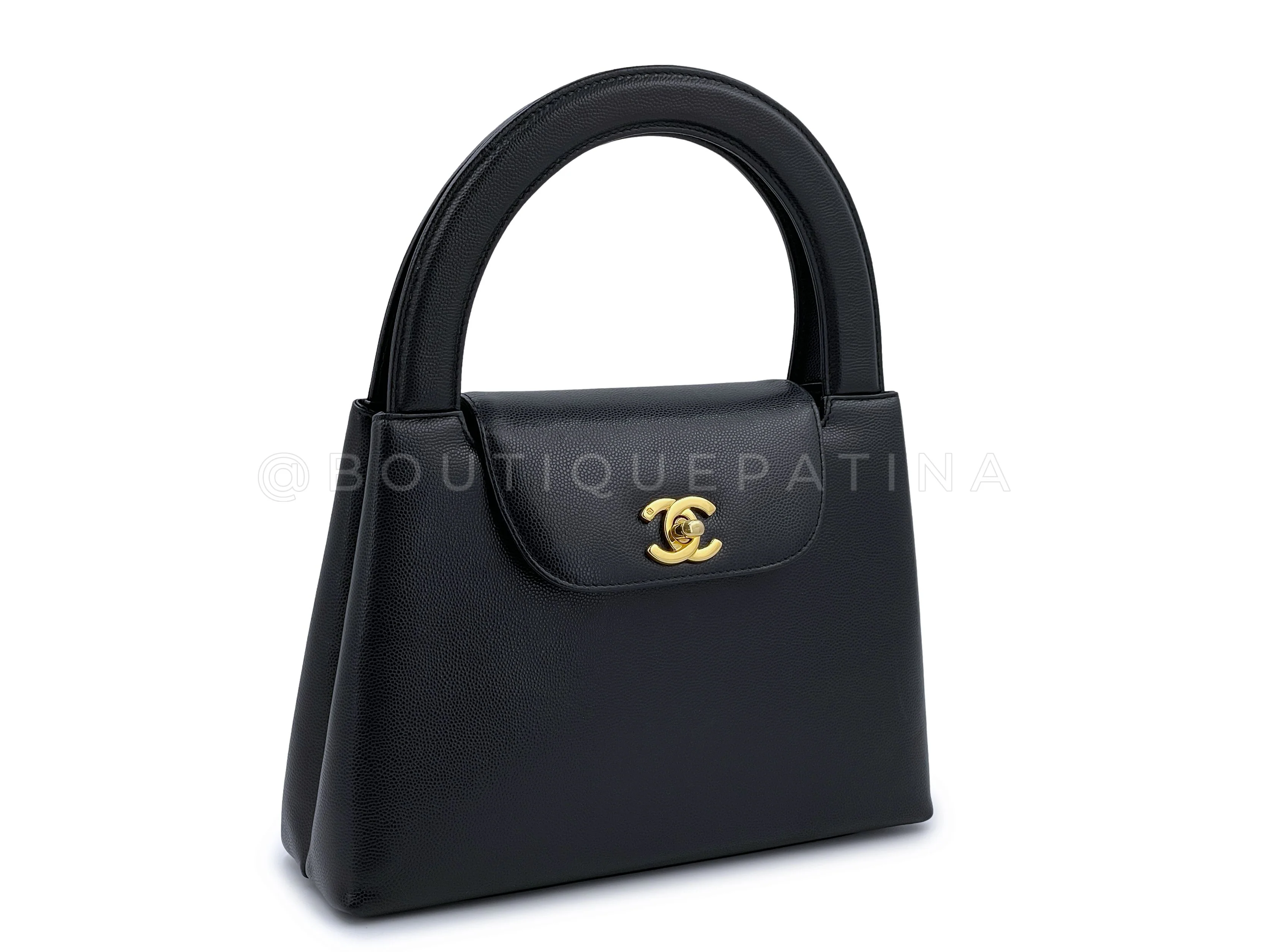Rare Chanel 1997 Vintage Black Caviar Mini Kelly Evening Bag 24k GHW - Image 2