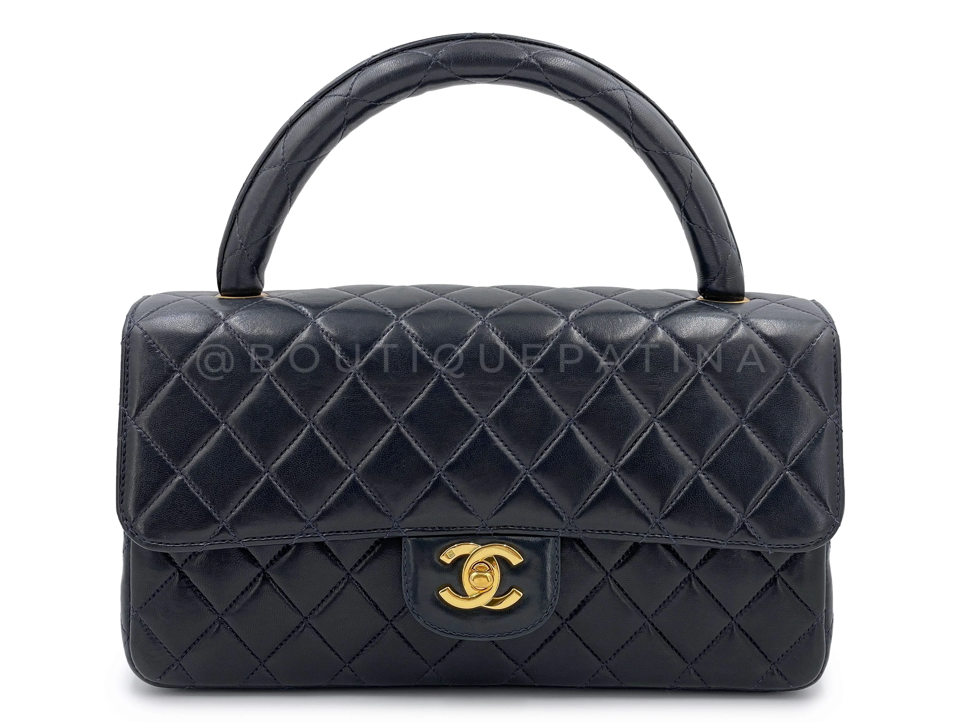 Chanel 1994 Vintage Parent Child Bag Kelly Flap Set Black 24k GHW P88 - Image 2