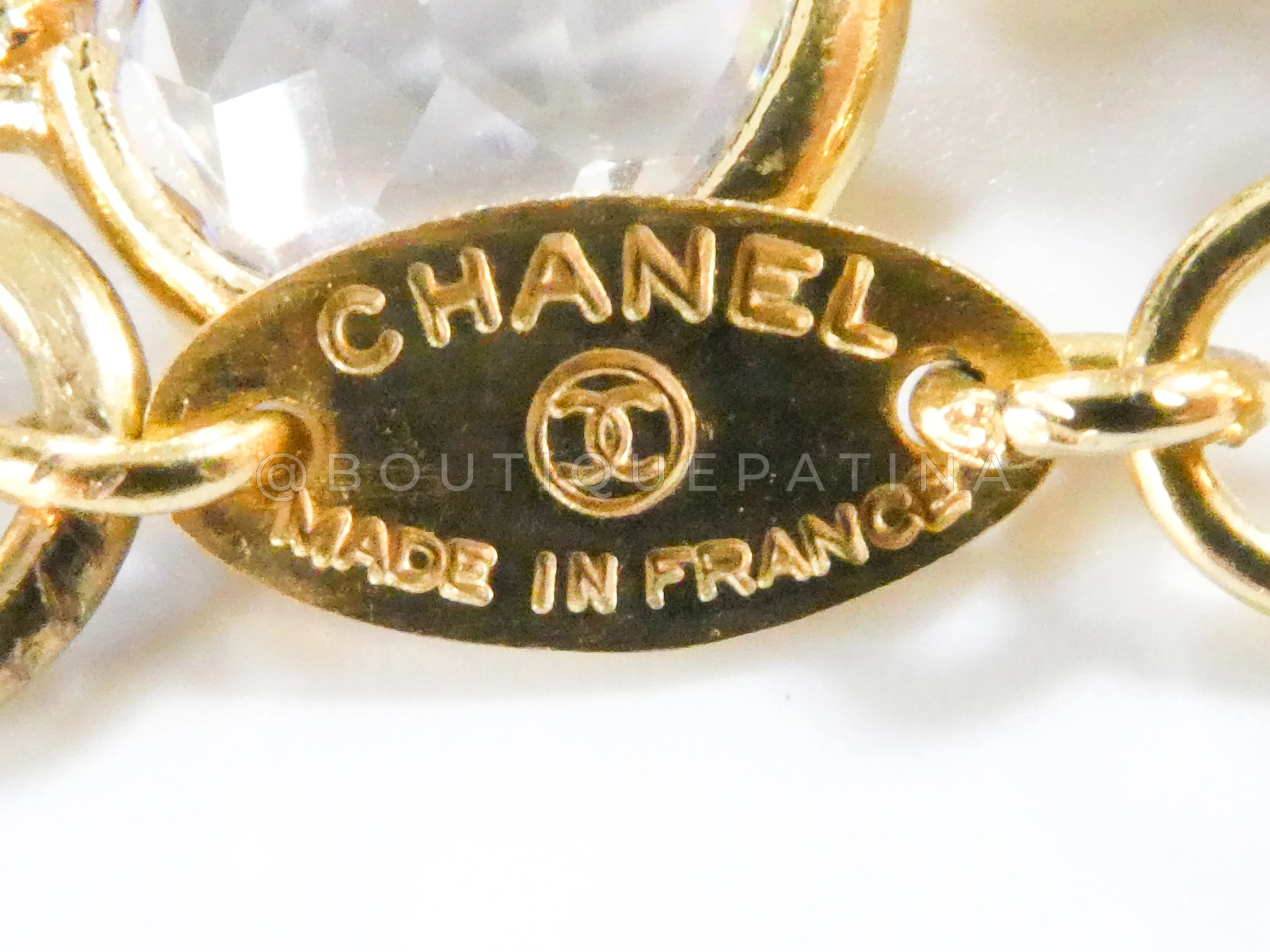 Chanel 1989 Vintage Clear White Jumbo Crystal and Pearl Chicklet Sautoir Station Strand Necklace - Image 3