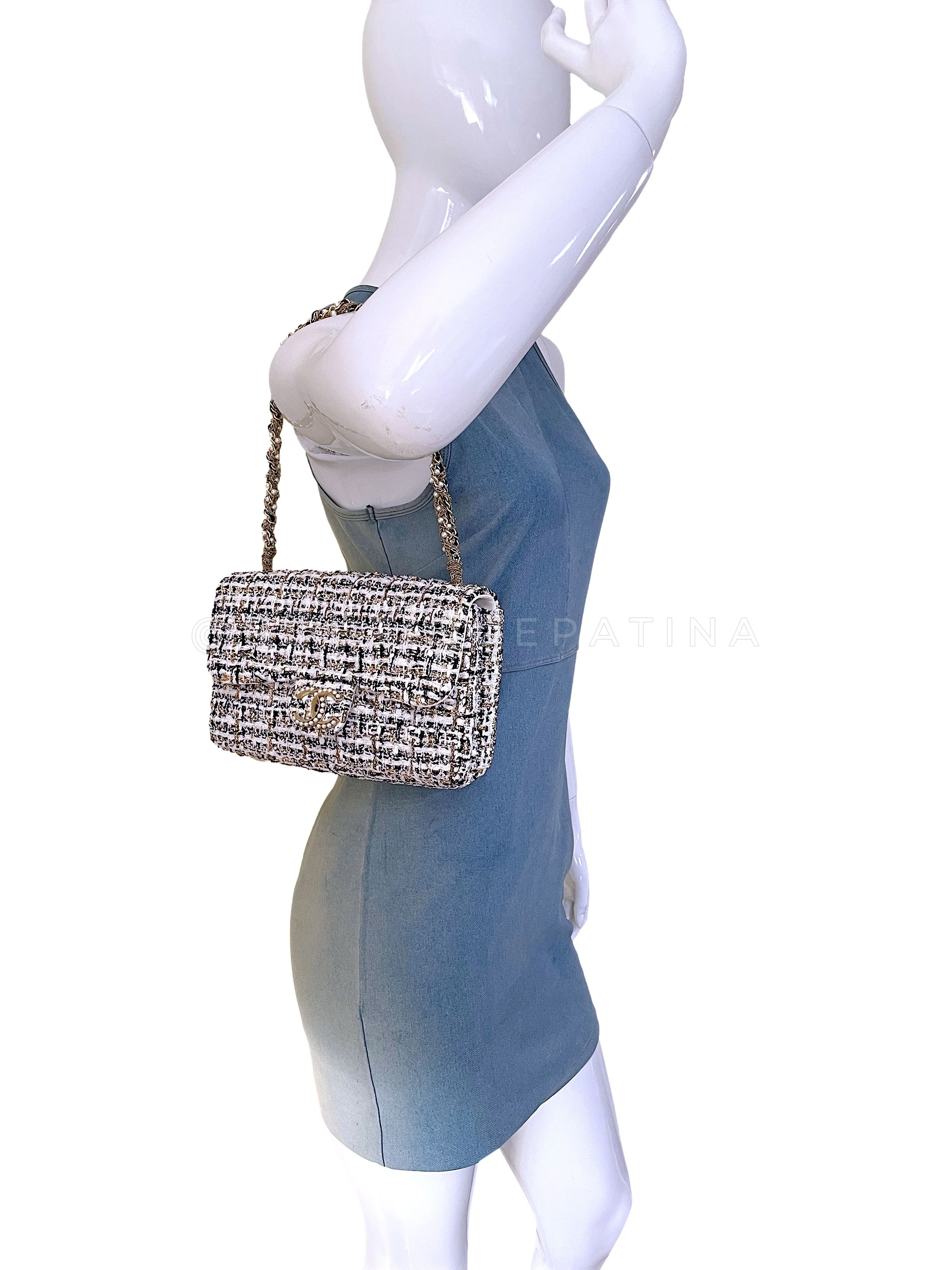 Rare Chanel 2014 Tweed and Pearl Westminster Flap Bag GHW BS7 - Image 14