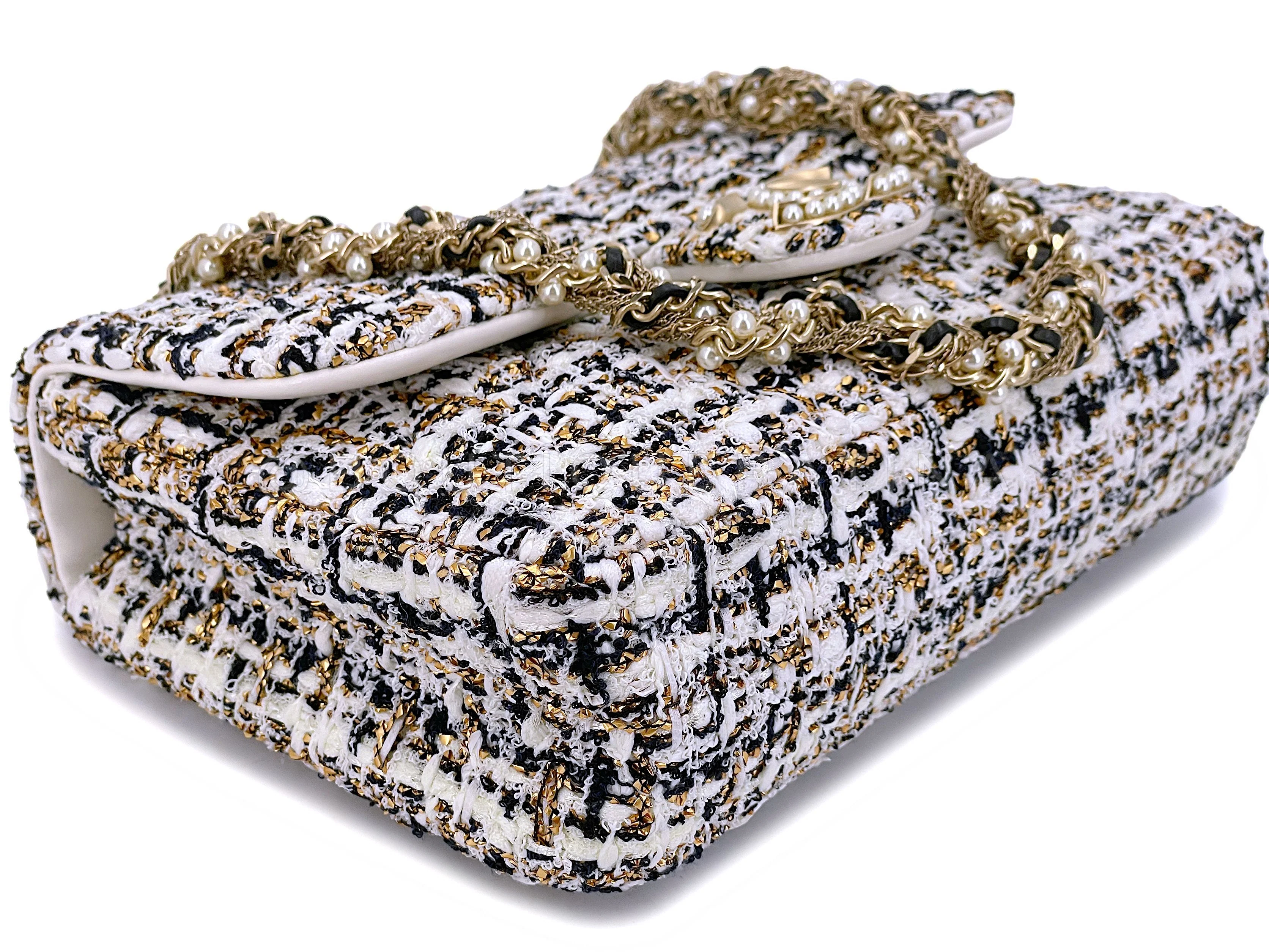 Rare Chanel 2014 Tweed and Pearl Westminster Flap Bag GHW BS7 - Image 7