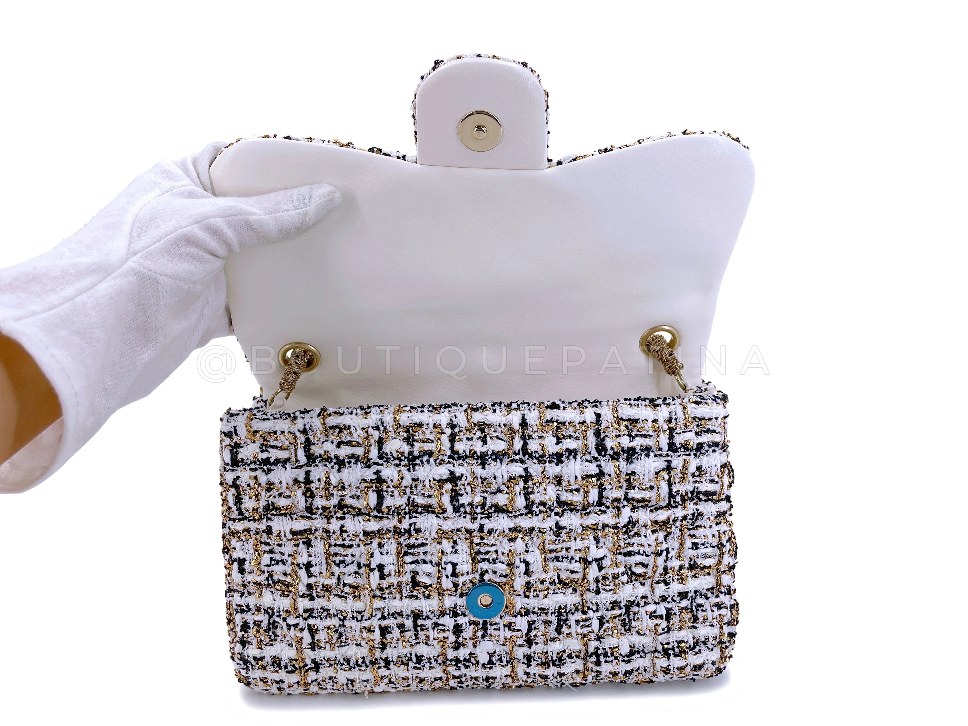 Rare Chanel 2014 Tweed and Pearl Westminster Flap Bag GHW BS7 - Image 9