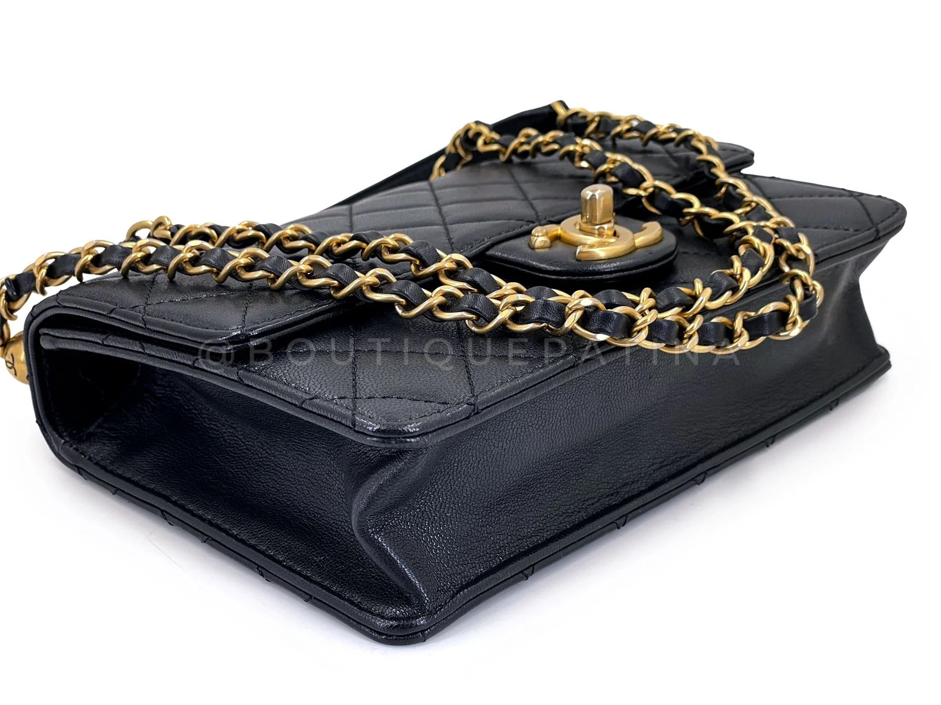 19S Chanel Chic Pearls Quilted Flap Bag Black GHW DJ9 - Image 7