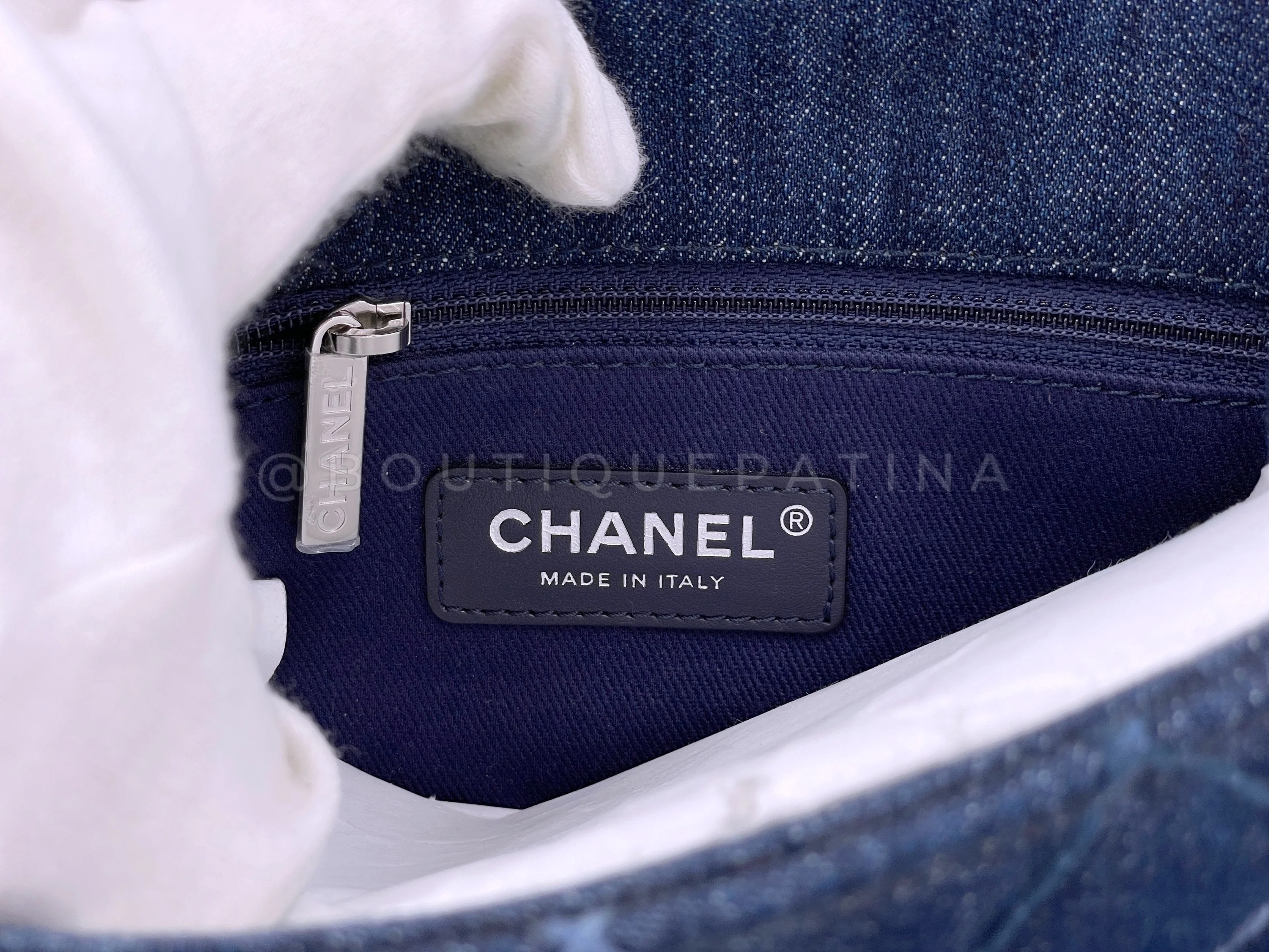 Chanel Blue Denim Small Coco Handle Kelly Bag SHW - Image 12