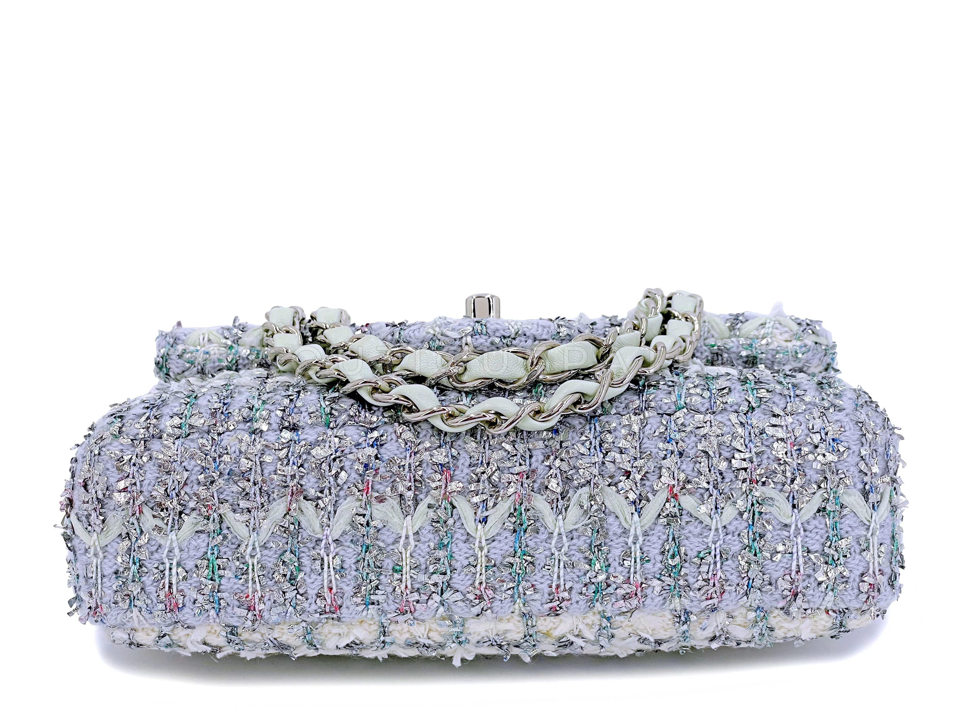 Chanel 2018 Boucle Pastel Tweed Rectangular Mini Flap Bag V6W - Image 6