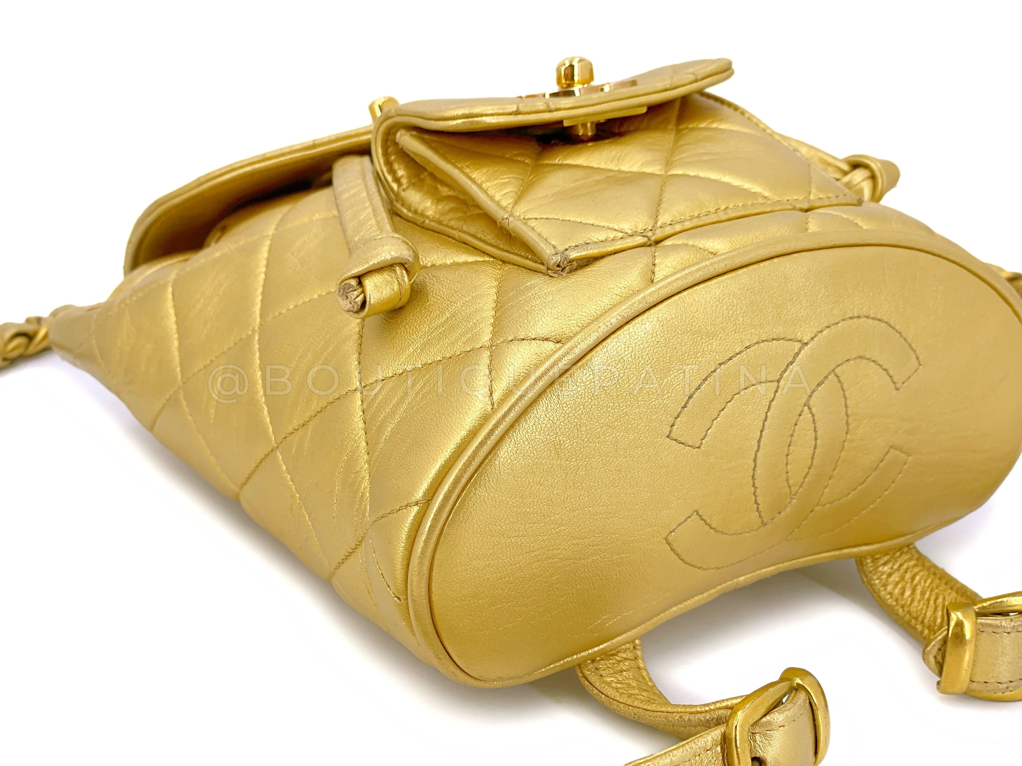 Chanel Mini Duma Backpack Bag Vintage 1994 Small Gold 24k GHW JG0 - Image 7