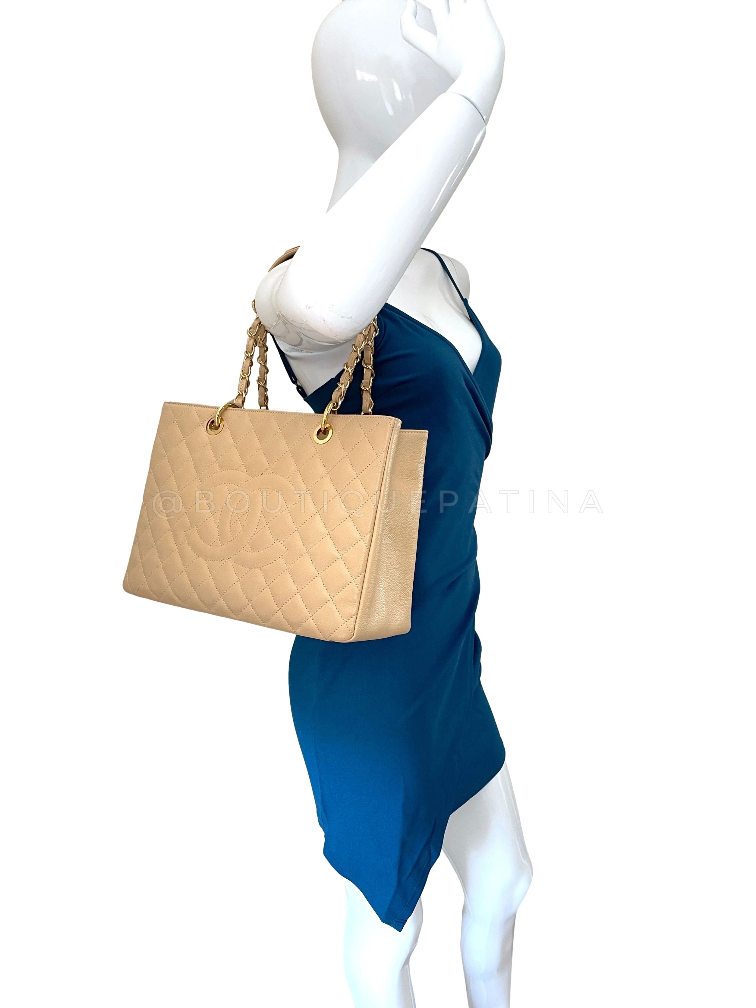 Pristine 2014 Chanel Beige Caviar Grand Shopper Tote GST Bag GHW SJU - Image 13