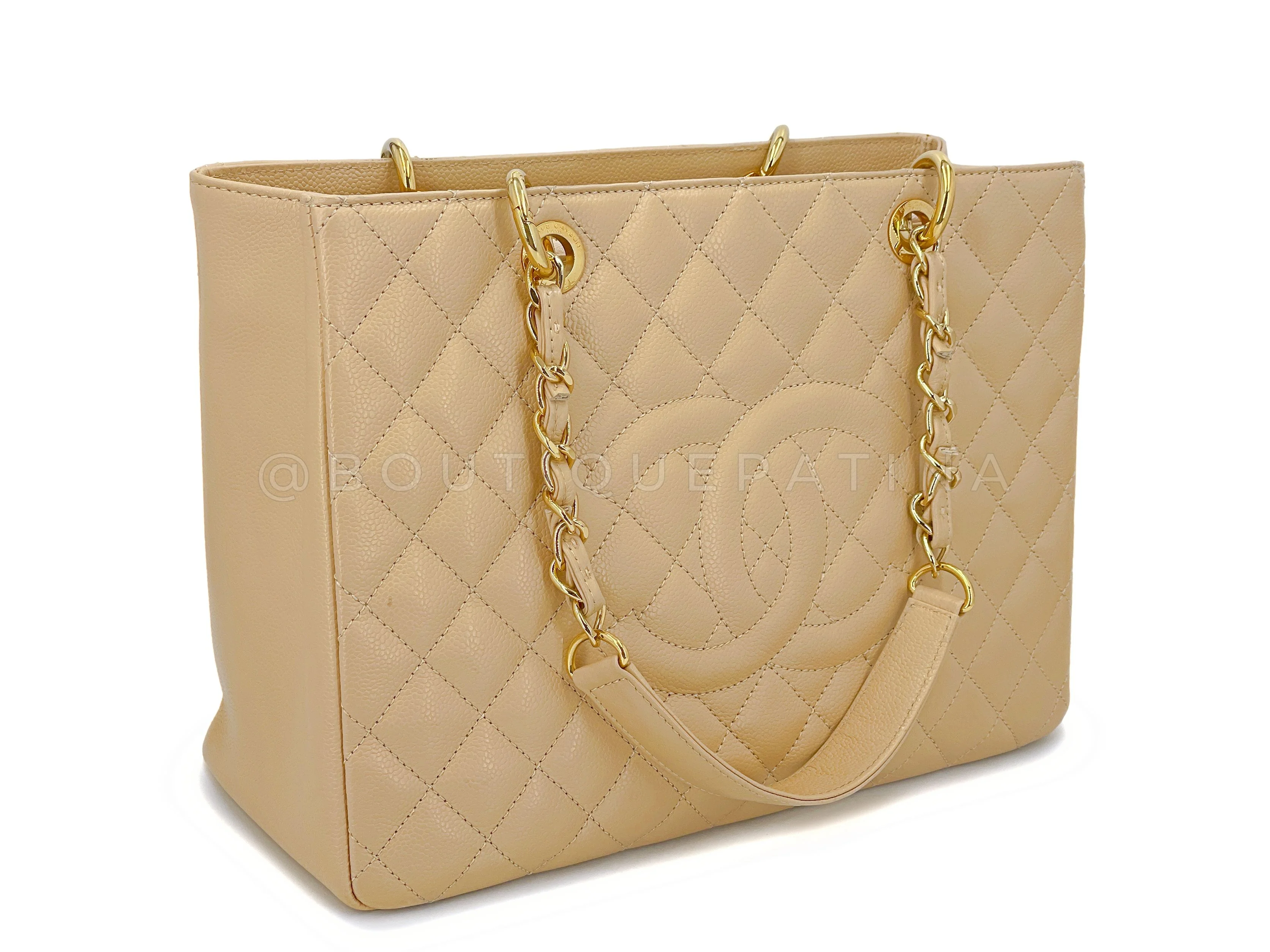 Pristine 2014 Chanel Beige Caviar Grand Shopper Tote GST Bag GHW SJU - Image 2