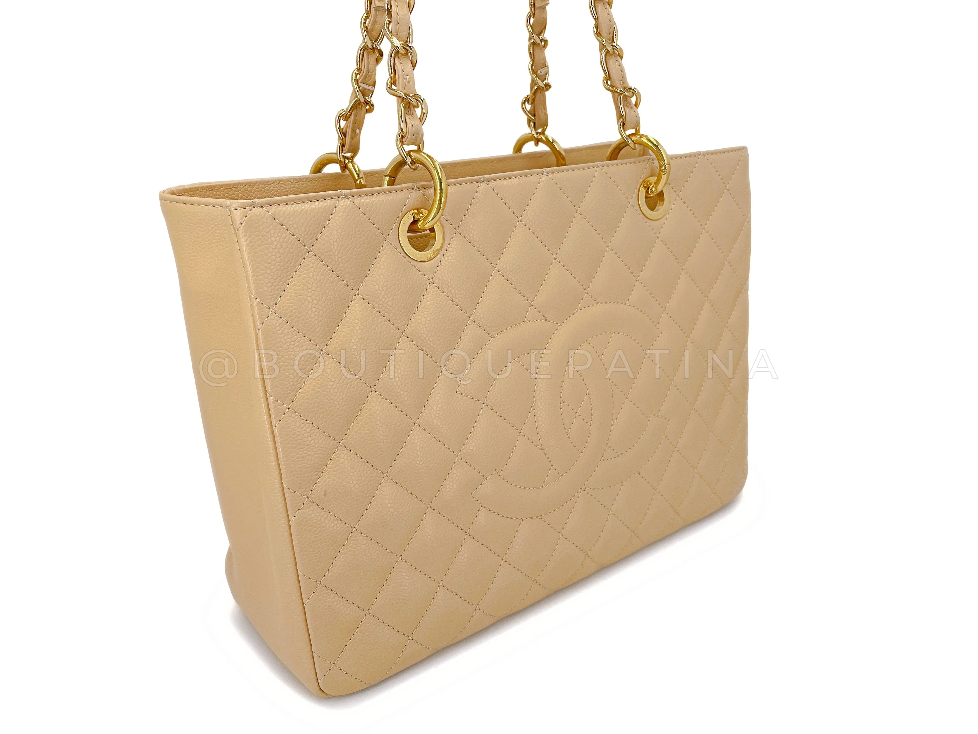 Pristine 2014 Chanel Beige Caviar Grand Shopper Tote GST Bag GHW SJU - Image 3