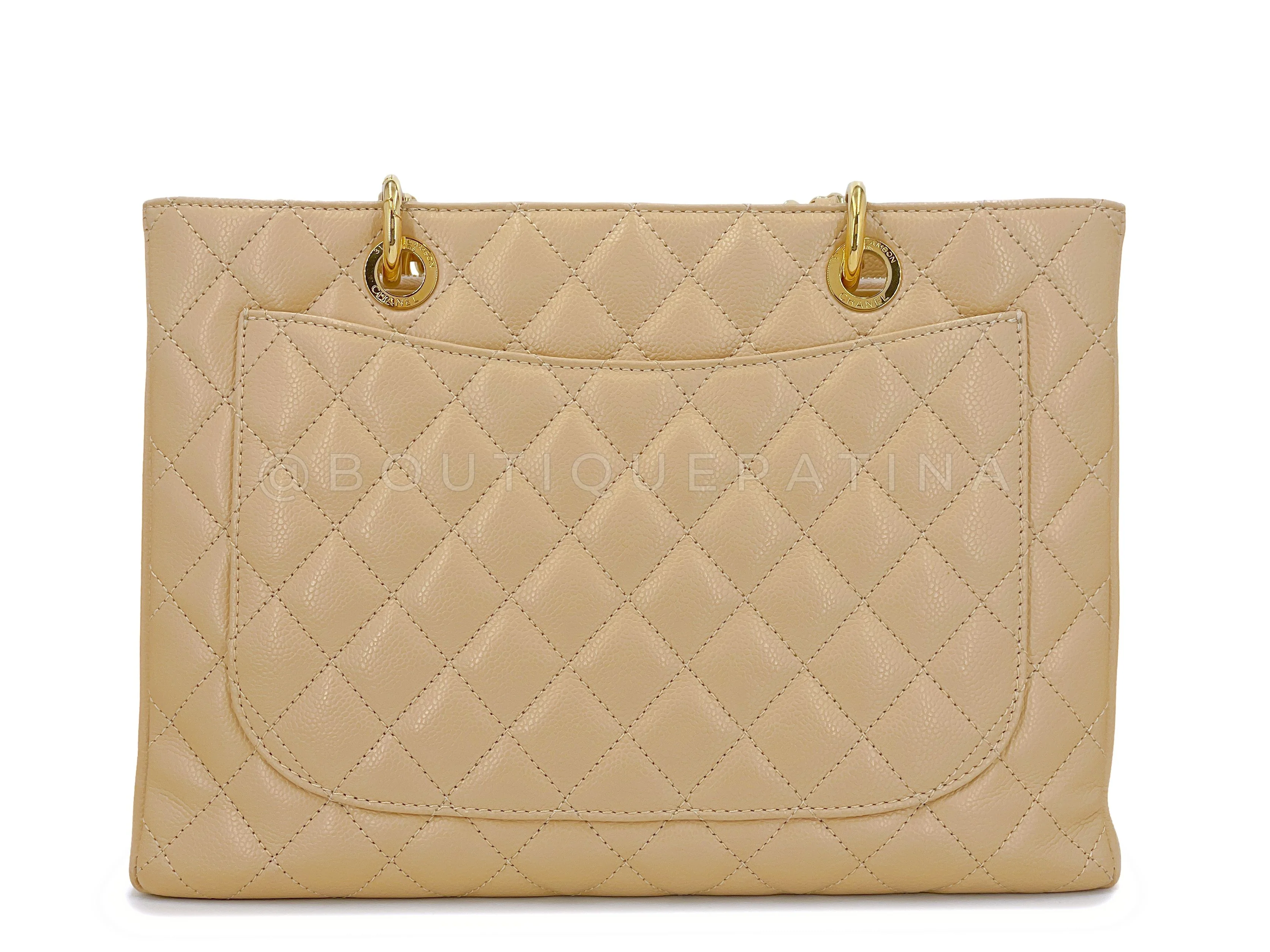 Pristine 2014 Chanel Beige Caviar Grand Shopper Tote GST Bag GHW SJU - Image 4