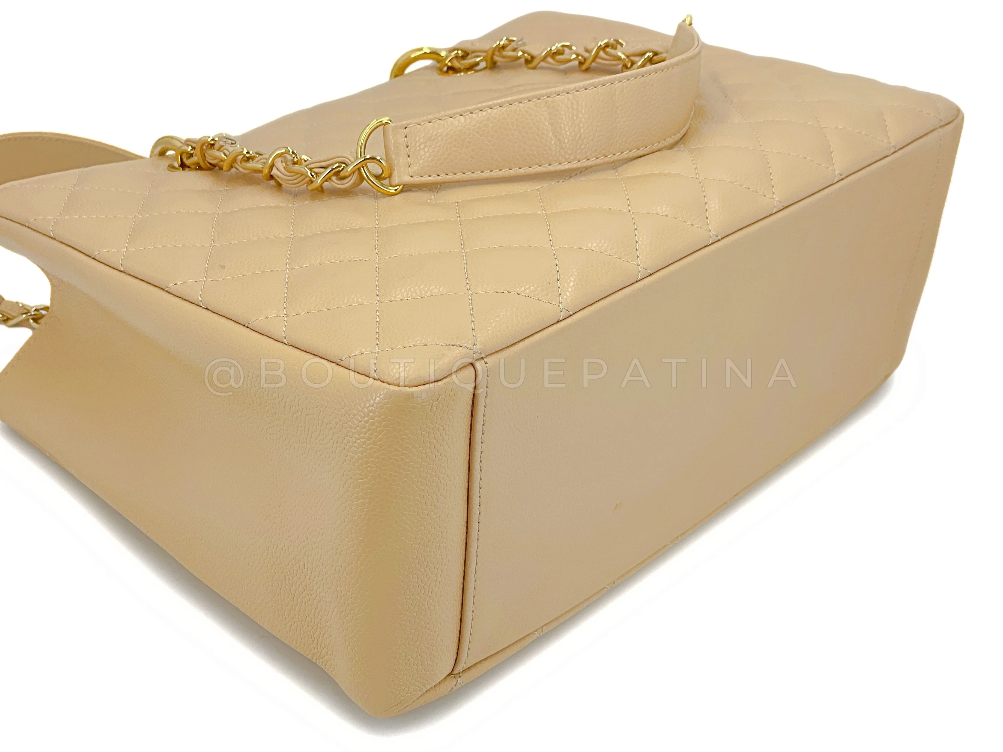 Pristine 2014 Chanel Beige Caviar Grand Shopper Tote GST Bag GHW SJU - Image 7